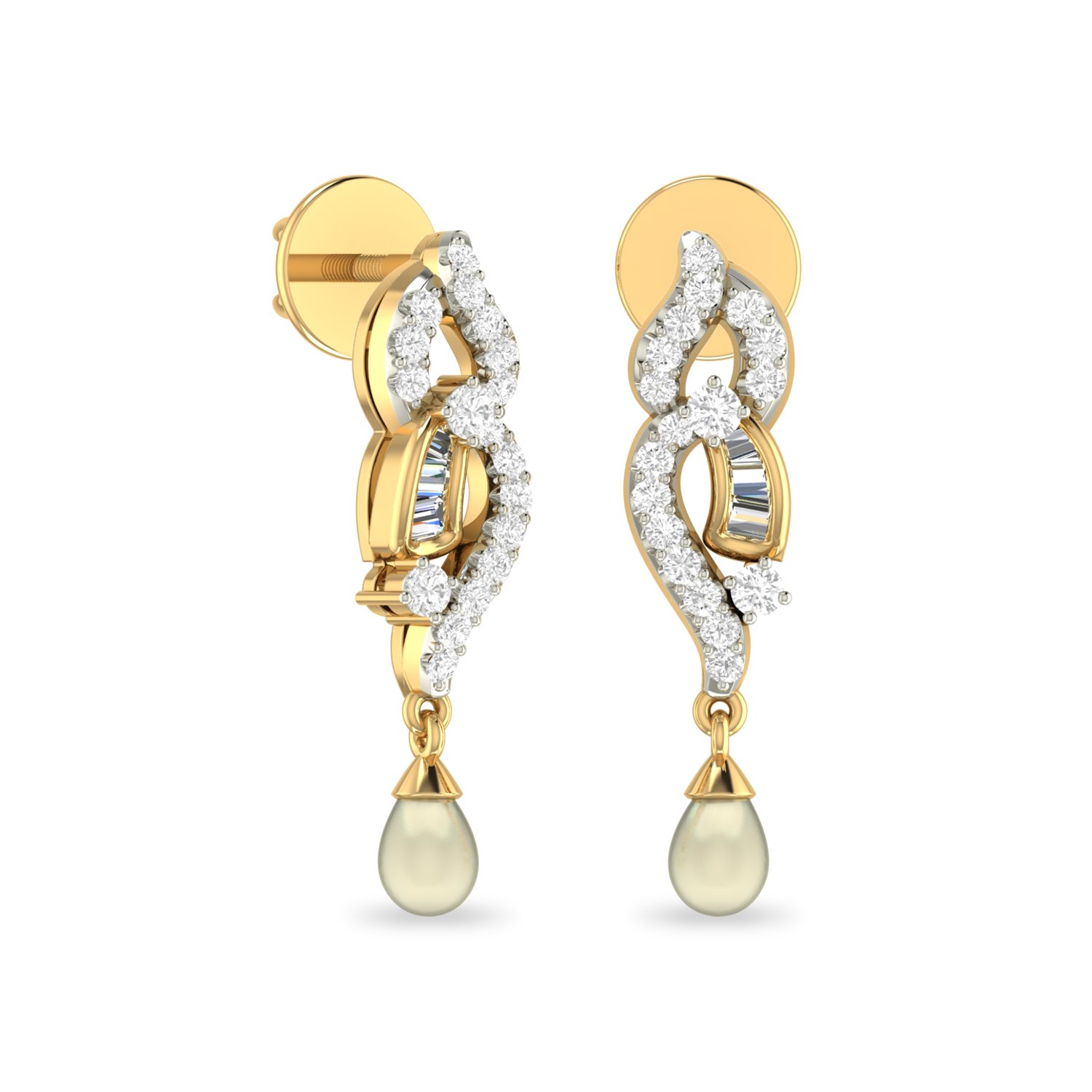 Aucent by PC Jeweller The Zelenah 18KT Yellow Gold and Diamond Earrings-image-18