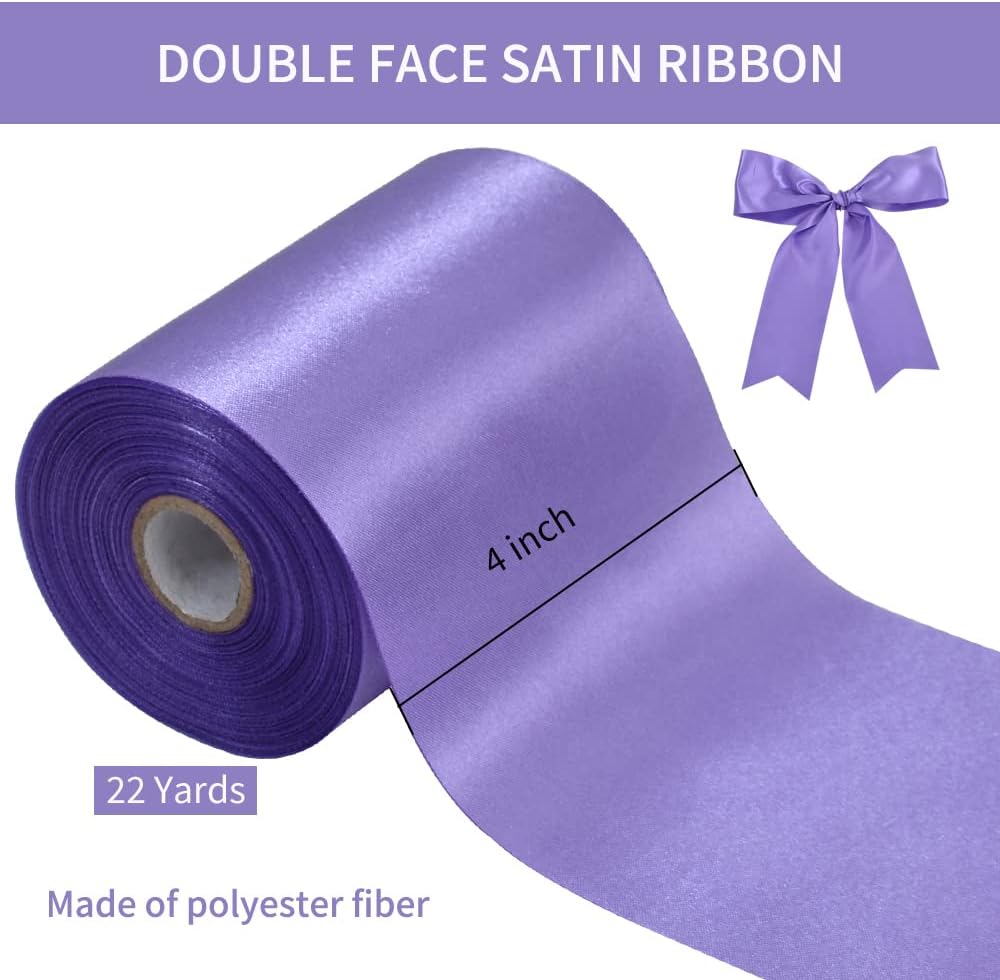 TONIFUL Wide satin ribbon-for Gift Wrapping Christmas Tree Halloween Thanksgiving Wedding Car Chair Pageant Sashes Grand Opening Festival Party Decor-Purple Ribbon-4 Inch x 22 Yards - Image 3