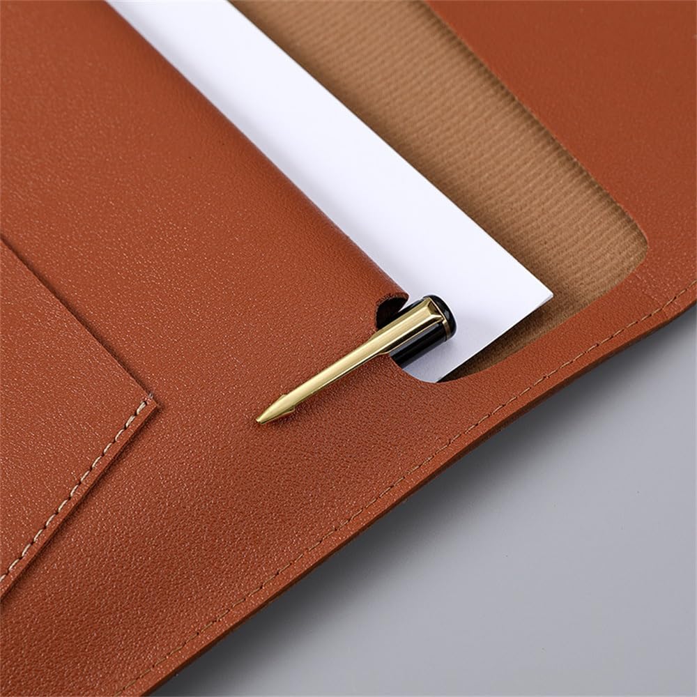 Etui na dokumenty ze skóry PU, Skórzany organizer na dokumenty A4, wielokolorowy, rozmiar 23,5 x 33 cm, opakowanie 2 szt.(Brown)
