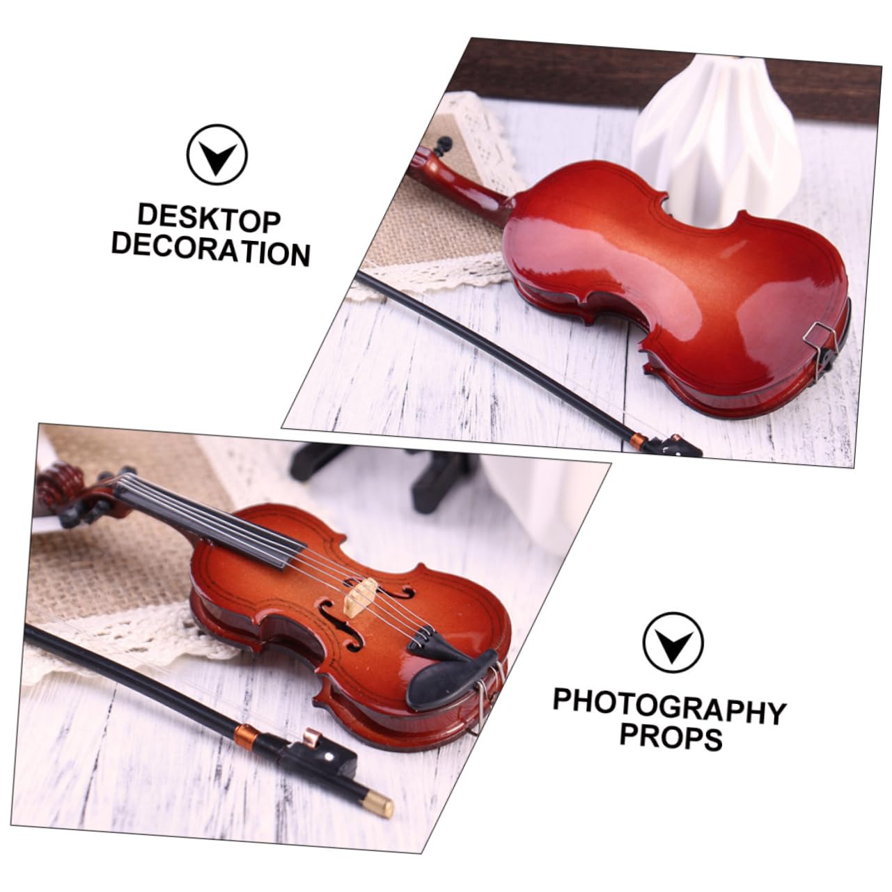 ABOOFAN Miniatura Violino con Archetto e Custodia Decorazione da e Fotografia Strumento Musicale e