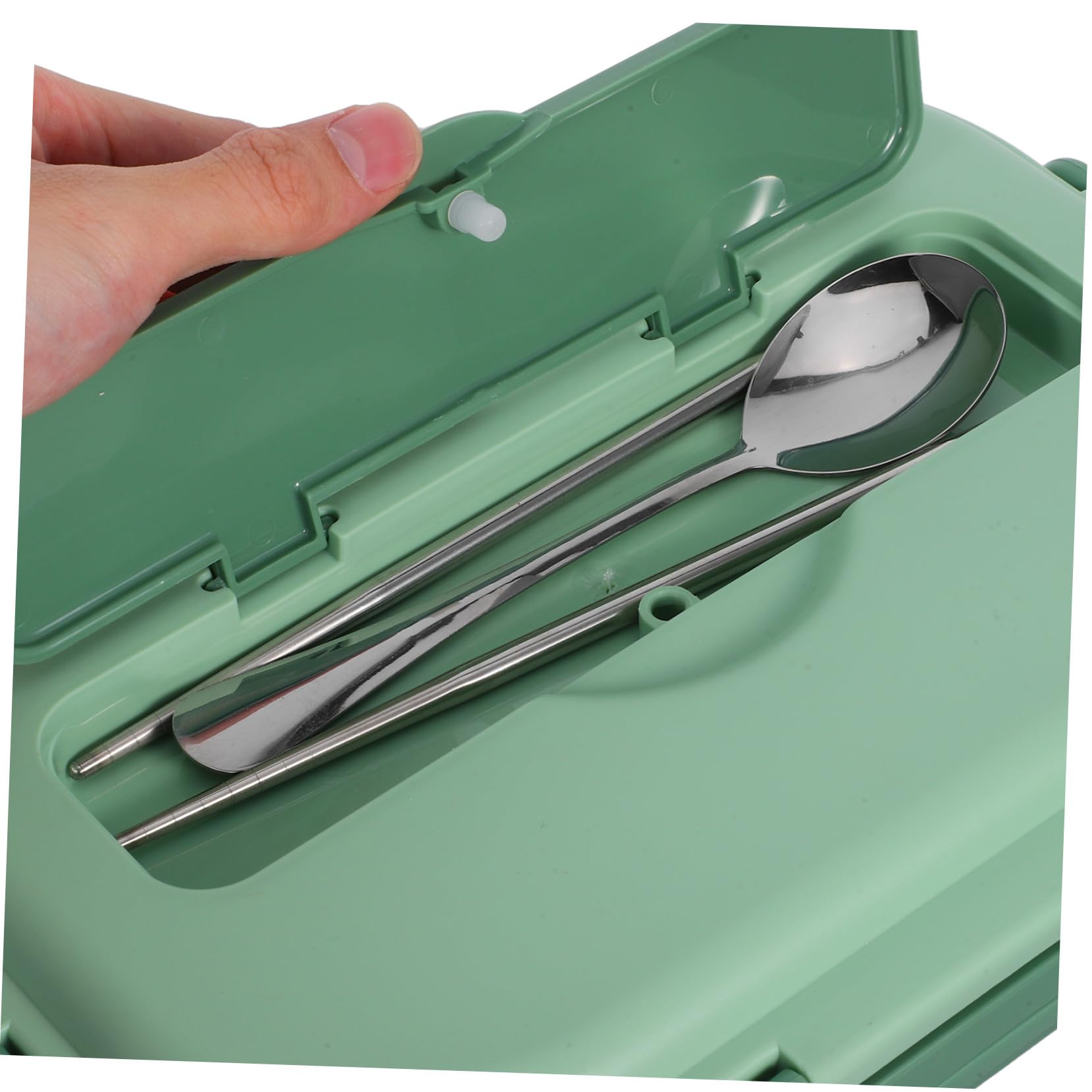 Fiambrera Bento para Adultos de Acero Inoxidable 1500ml, 4 Compartimentos | Verde, Hermética y Dividida, Incluye Tazón para Sopa, Vajilla, Palillos y Cuchara, Decoracion Colegio
