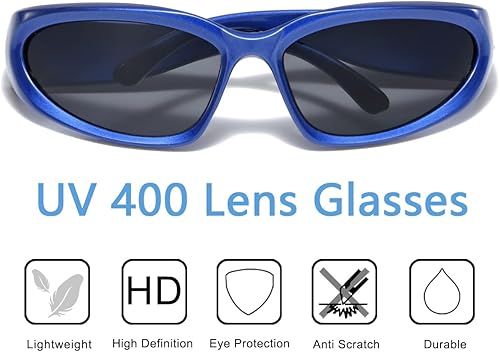 Miniatura 4 de aisswzber Wrap Around Sports Sunglasses for Men Women Fashion Oval Thick Frame Lightweight Durable Plastic for Outdoor UV400