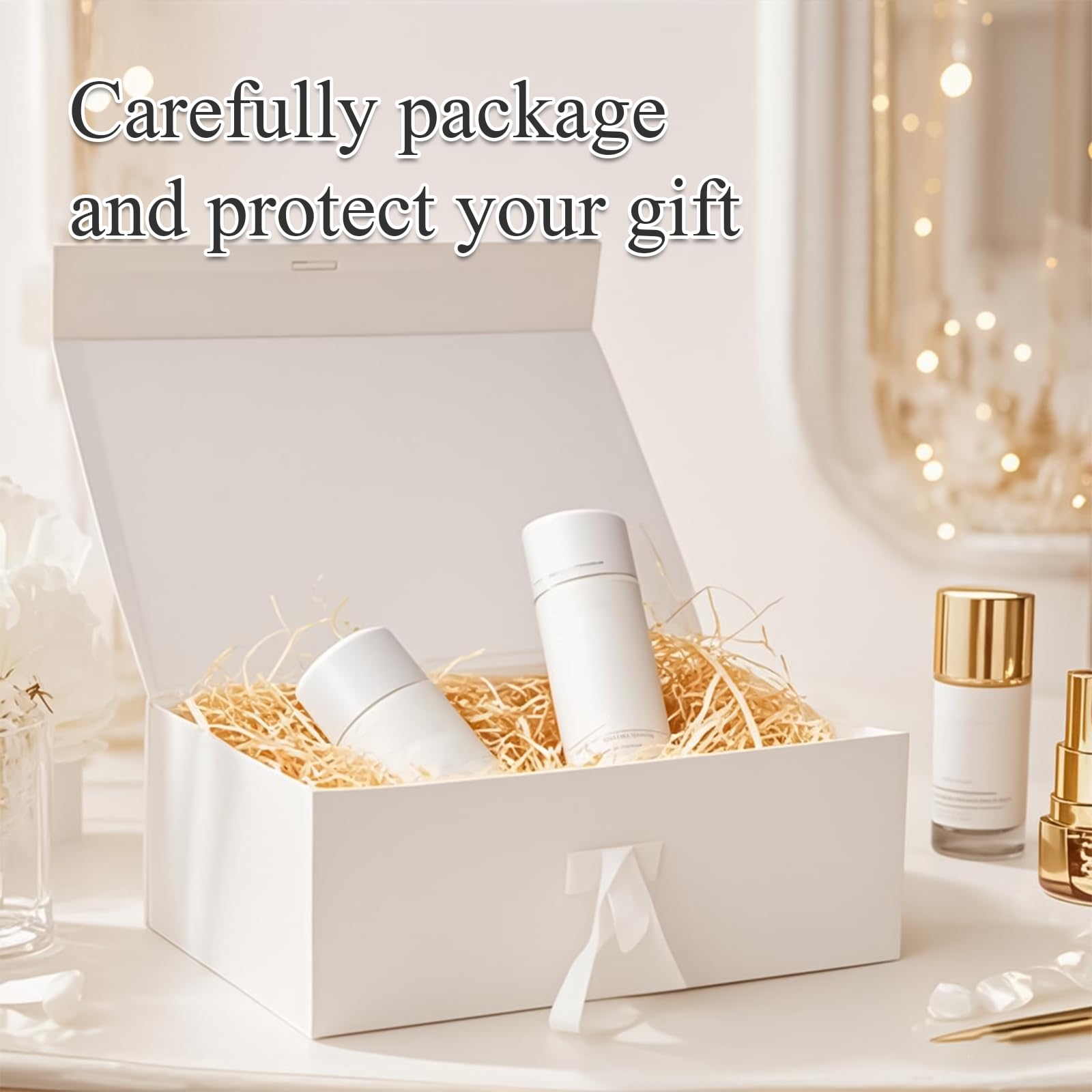 Eeaivnm Magnetische Geschenkbox mit Band, 29 x 22,1 x 10,4 cm, Premium-Karton-Geschenkverpackung für Schmuck, Kosmetik und kleine Geschenke, Hochzeiten, Brautpartys, Abschlussfeiern, Geburtstage und