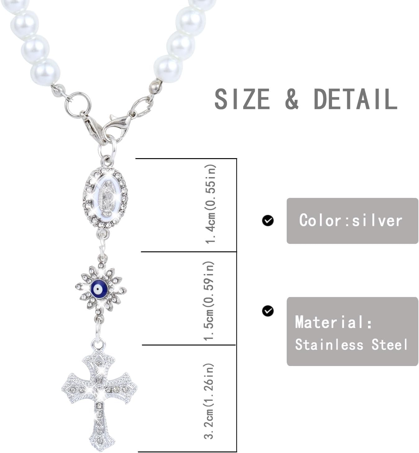 Cross Car Charm, Personalized Blessing Rear View Mirror Hanging Decors,car mirror hanging accessories for your car,Religious Gifts for Women (Silver-D) image 2