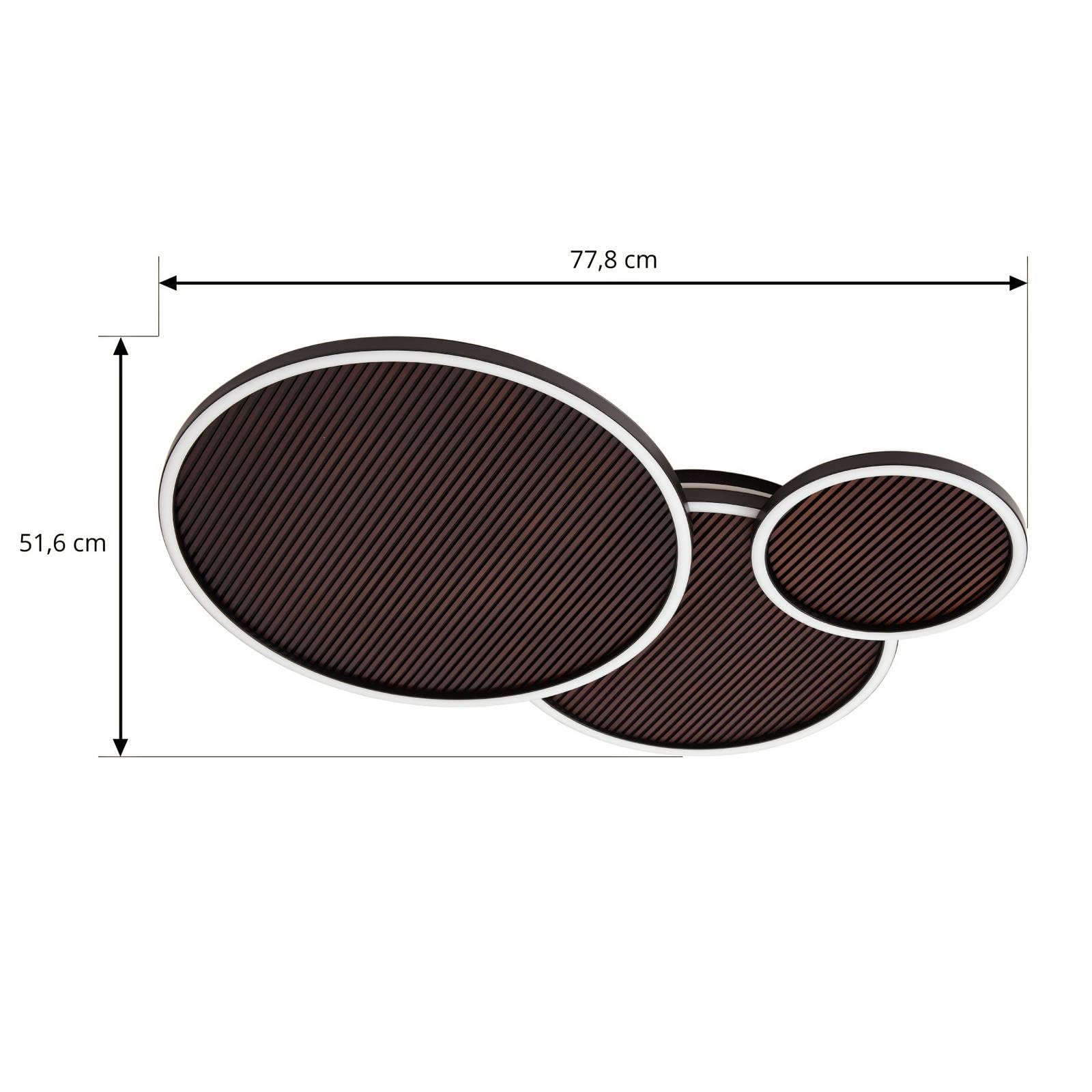 Lucande Bombillas LED lámpara de techo en negro, madera, plafón