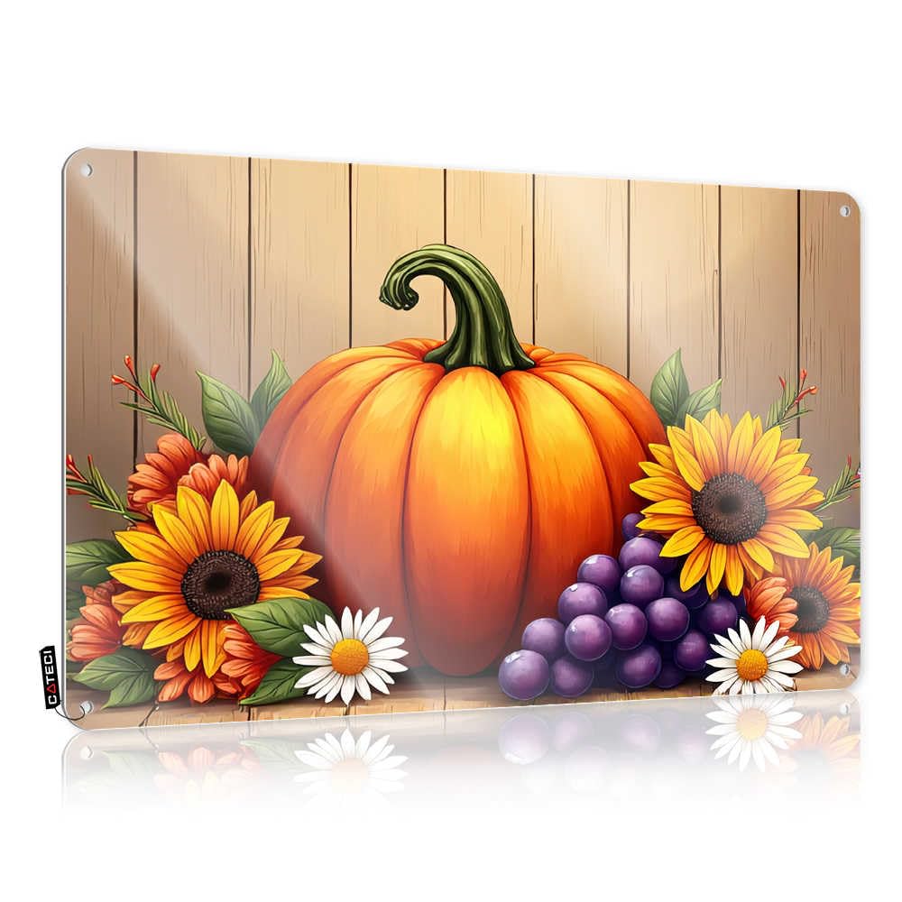 Fzfn Colour Indie Decor Decor Accessory | Autumn Harvest: Pumpkins, Sunflowers, And Grapes Amazing Backyard Decoration(30X40cm)