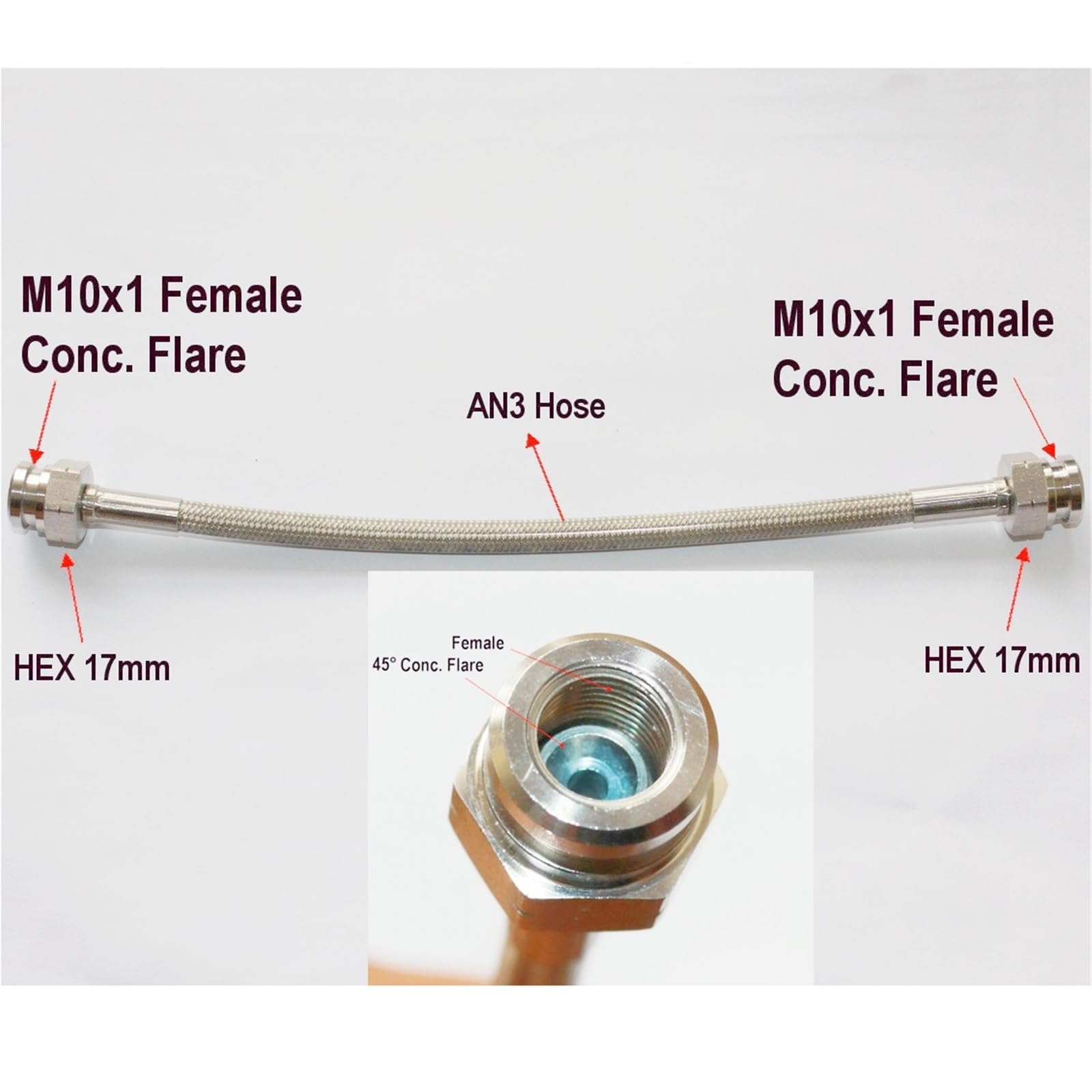 Przewody hamulcowe do samochodu 1 para M10x1 obrotowe żeńskie AN3 ze stali nierdzewnej w oplocie uniwersalny wąż hamulcowy sprzęgło przewód olejowy Tube Assy dla samochody wyścigowe ATV UTV(CONV 30CM)