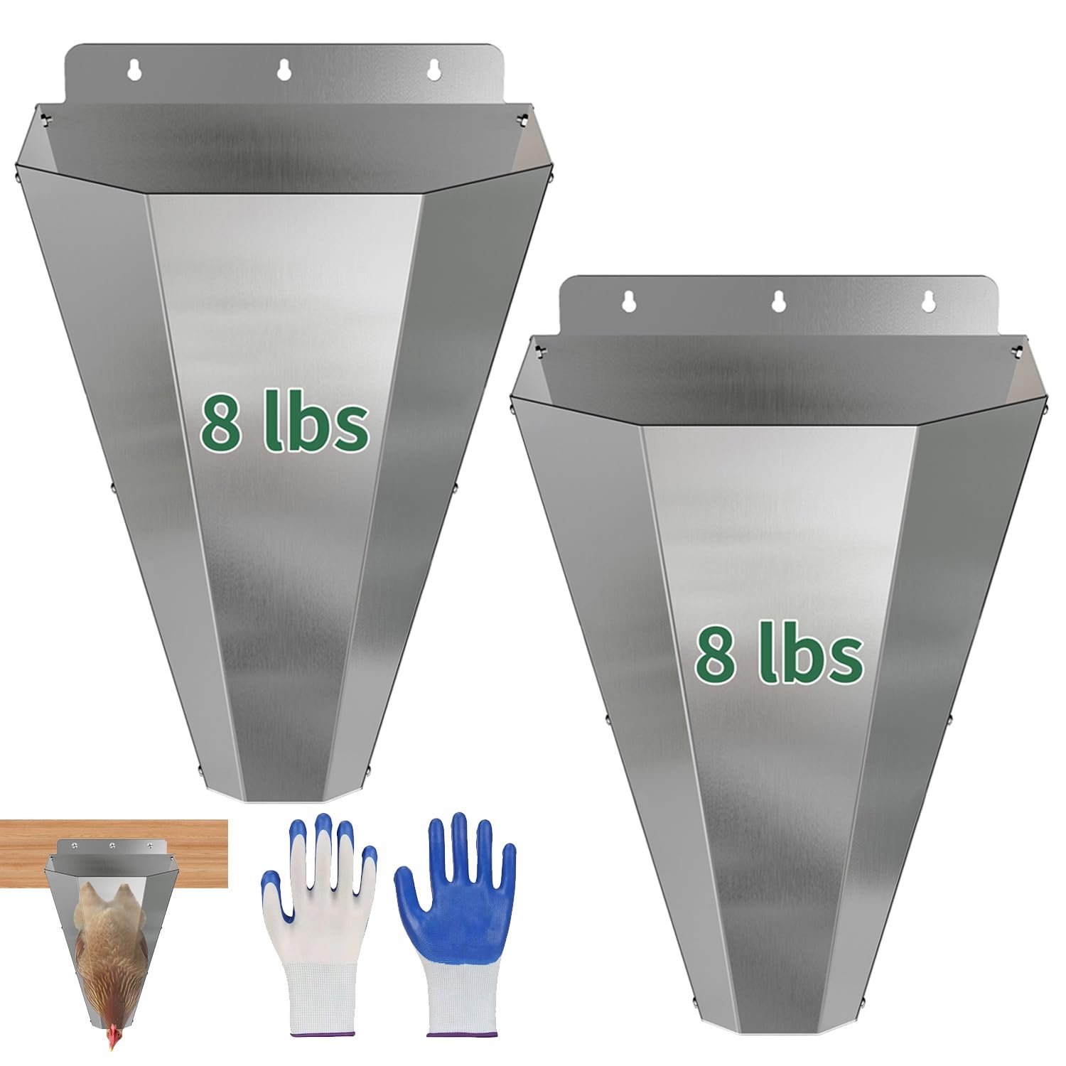 Medium Chicken Kill Cone for Butchering 2-Pack Stainless Steel Killing Cone