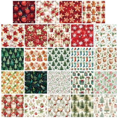 48 Fogli per Scrapbooking Natalizia, Origami e Decoupage - 24 Disegni 6'X6' - Carta Decorativa per Natale, Festival, Fai da Te, Album e Biglietti