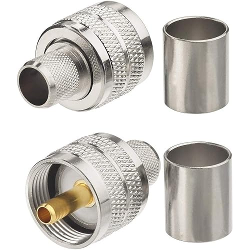 wlaniot PL259 Crimp Connector PL-259 Plug Male Connector pl259 pl-259 UHF Male Solder Connector for LMR-400 RG-213 CB Ham Radio Antenna 2pcs