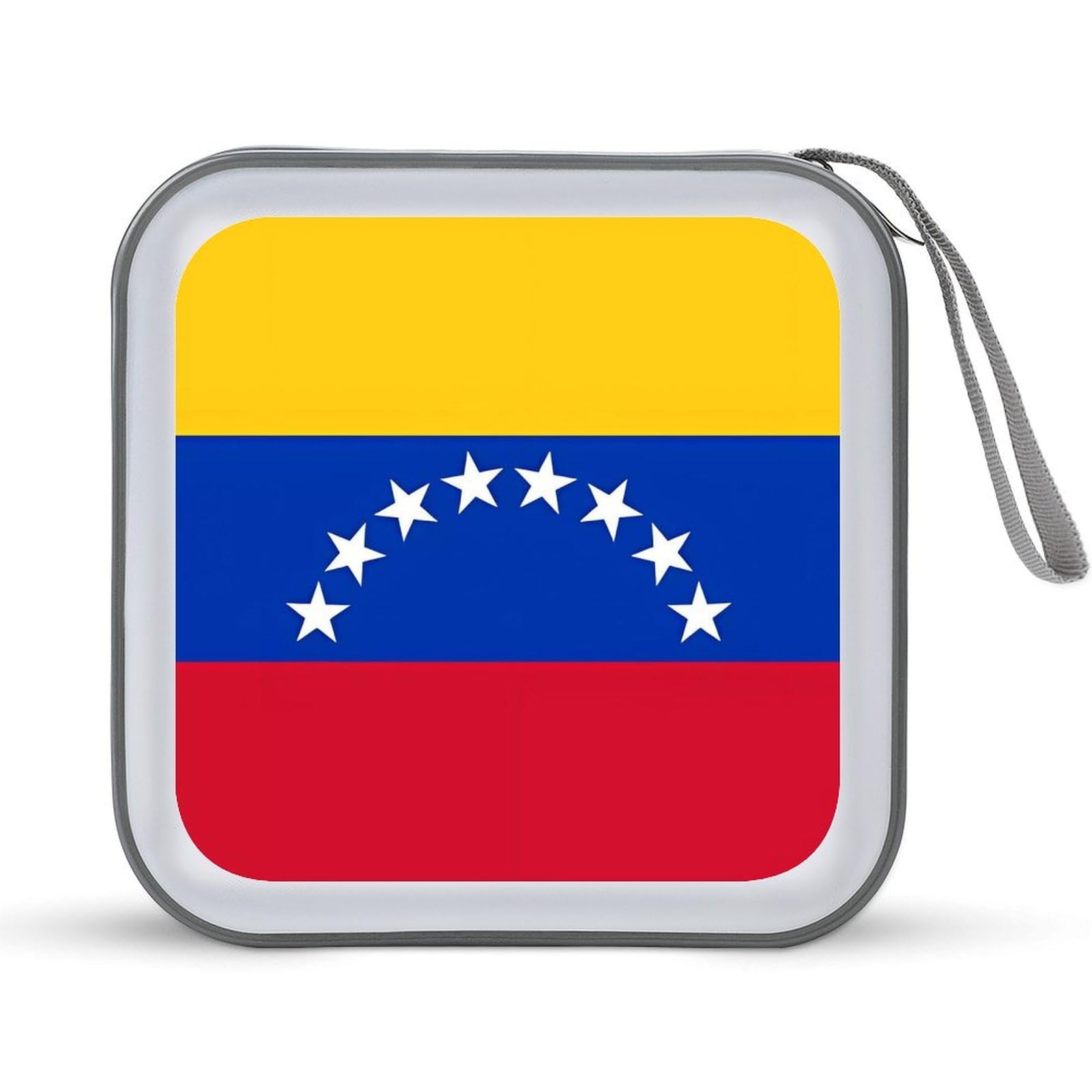 JTREHY - 40 Sheets Capacity Storage Bag with Portable Zipper Printed with Venezuela Flag for CD and DVD, Large Capacity CD Wallet for Car, Home, Office, Disc