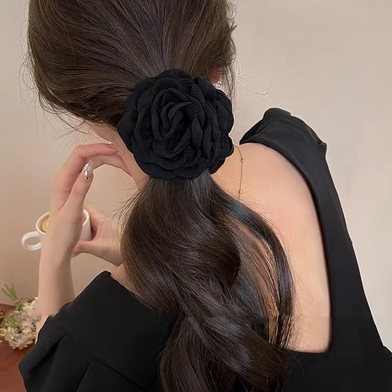 Pinza para el cabello tipo garra Black Rose para mujeres y niñas con diseño de flor hawaiana miniatura 3