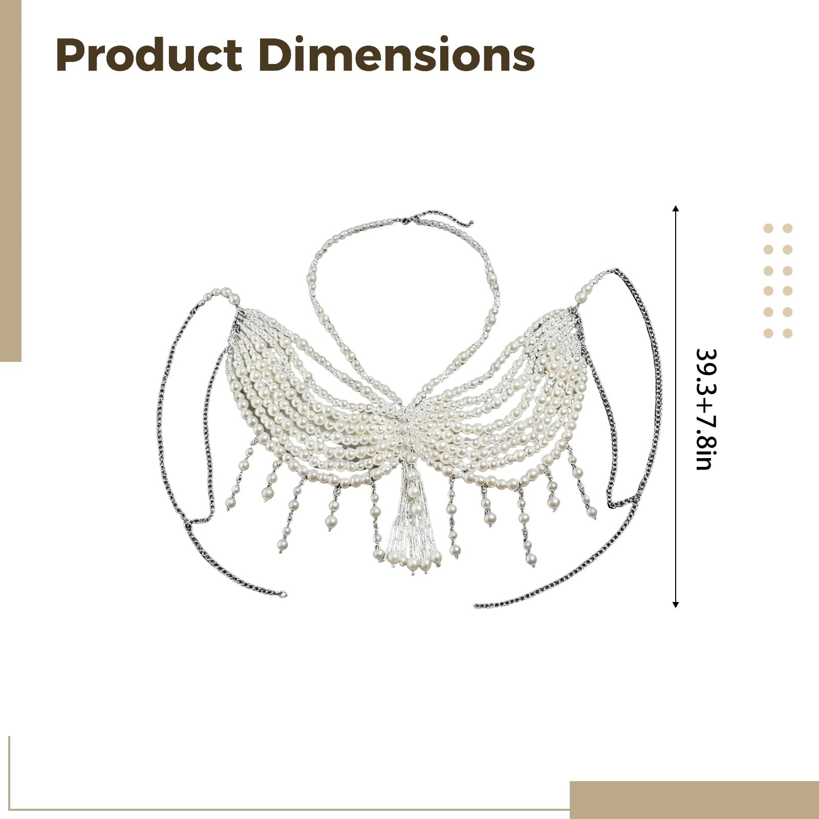Körperkette aus Kunststoffperlen mit Perlenquaste, mehrlagiger Körperschmuck in Weiß, verstellbar, für weißen Bikini und Strandüberwurf, im Europa- und USA-Stil