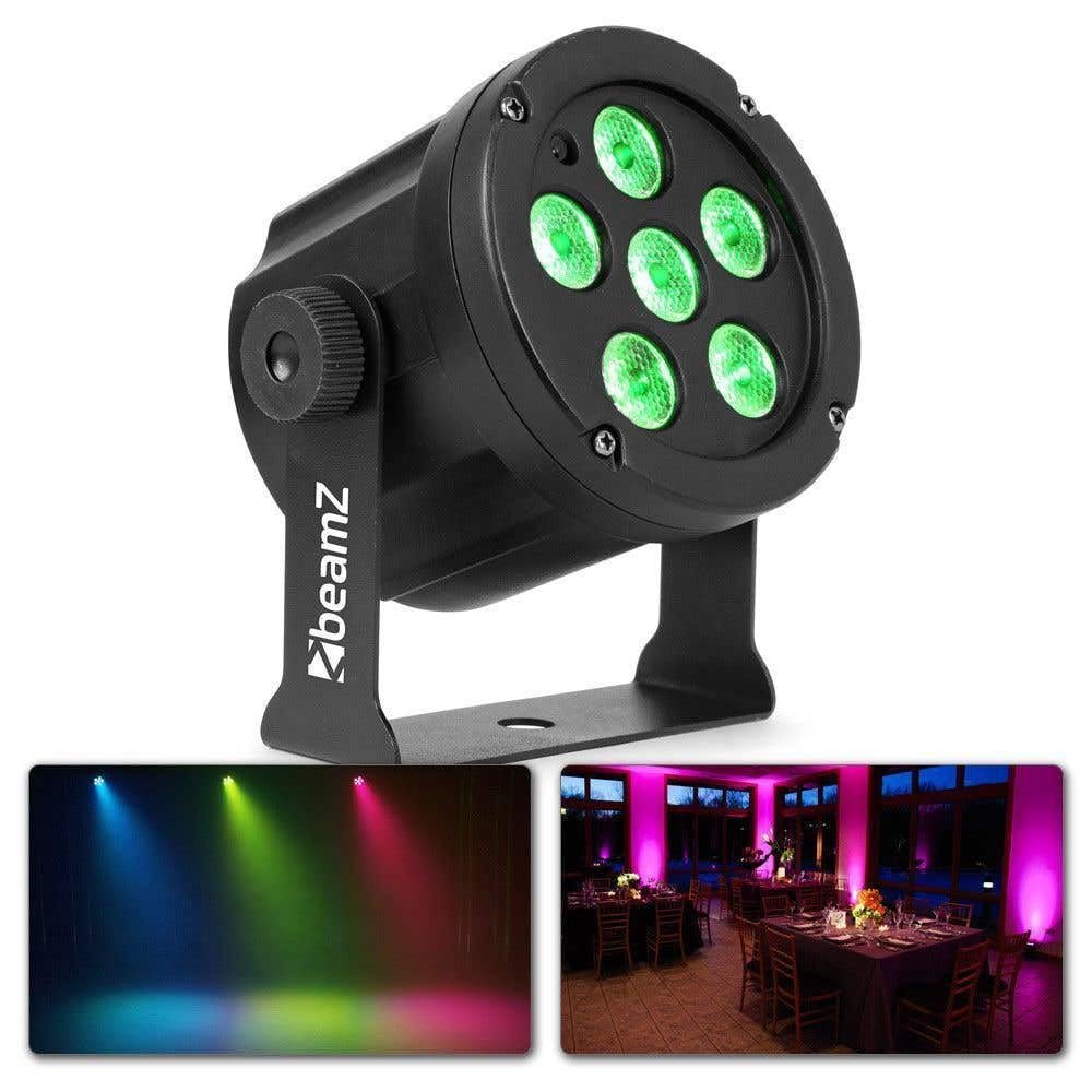 BeamZ SlimPar30 - LED PAR Scheinwerfer - 6x 3 Watt - DJ Licht mit Fernbedienung - Discolicht Partylicht - PAR Lampe - Effektstrahler - zur Beleuchtung von Bühnen, Party- und Eventlocations - Schwarz