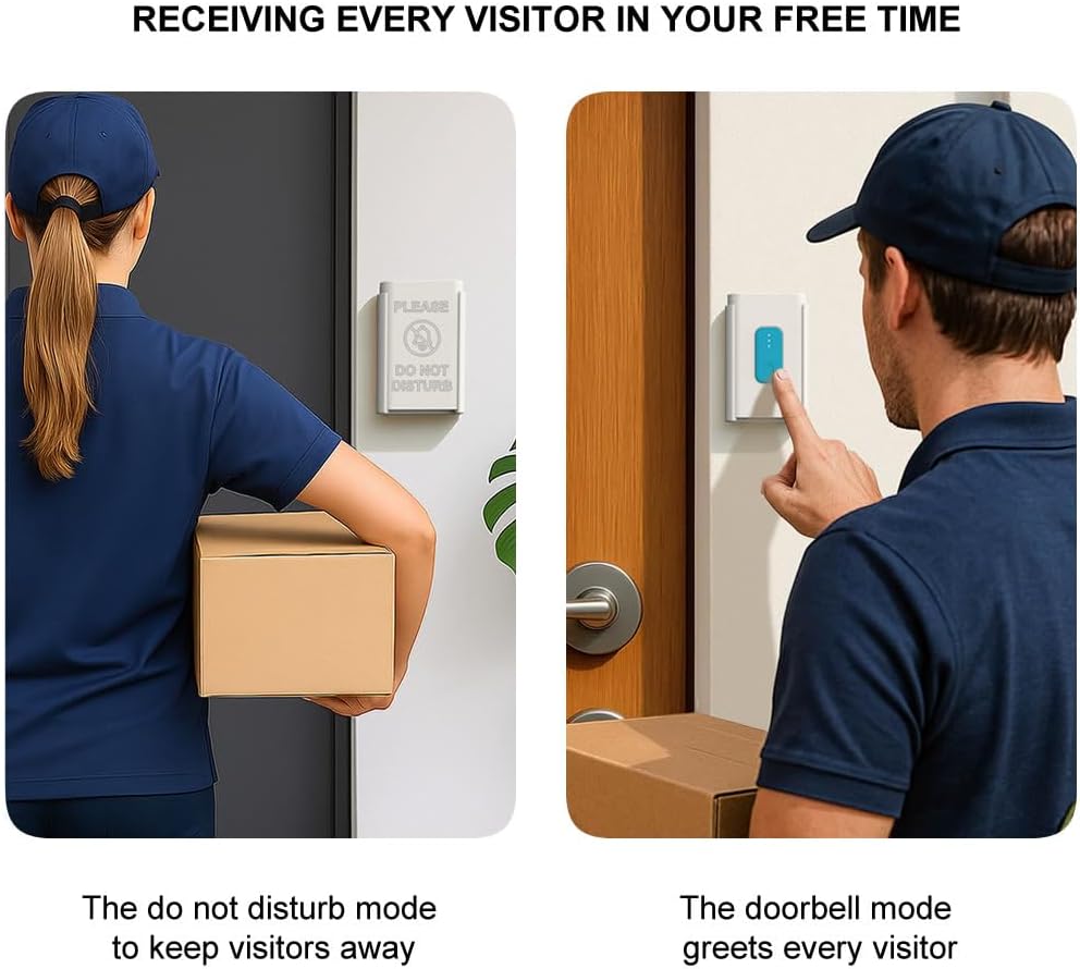 Wireless Doorbell,Door Bell Chime Kit with Extra Outlets & Nightlight,1400Ft Range,Doorbell Signal Extender,IP65 Waterproof,Do Not Disturb Mode,LED Flash(White,2 Button & 2 Receiver)