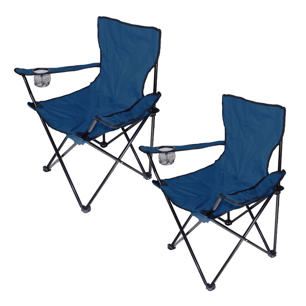 LANTUS Chaise de Camping Pliante en Plein air, siège Pliable Portable léger Pliante avec Porte-gobelet, Chaise de pêche, Chaise de Pique-Nique en Plein airNavy Blue-2pc