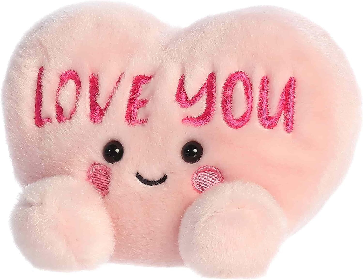 Aurora Adorable Palm Pals Love You Candy Heart Stuffed Animal - Fun Seasonal Plush For Kids and Adult Collectors - Perfect for Decorating Rooms and Valentine's Day - Pink 5 Inches