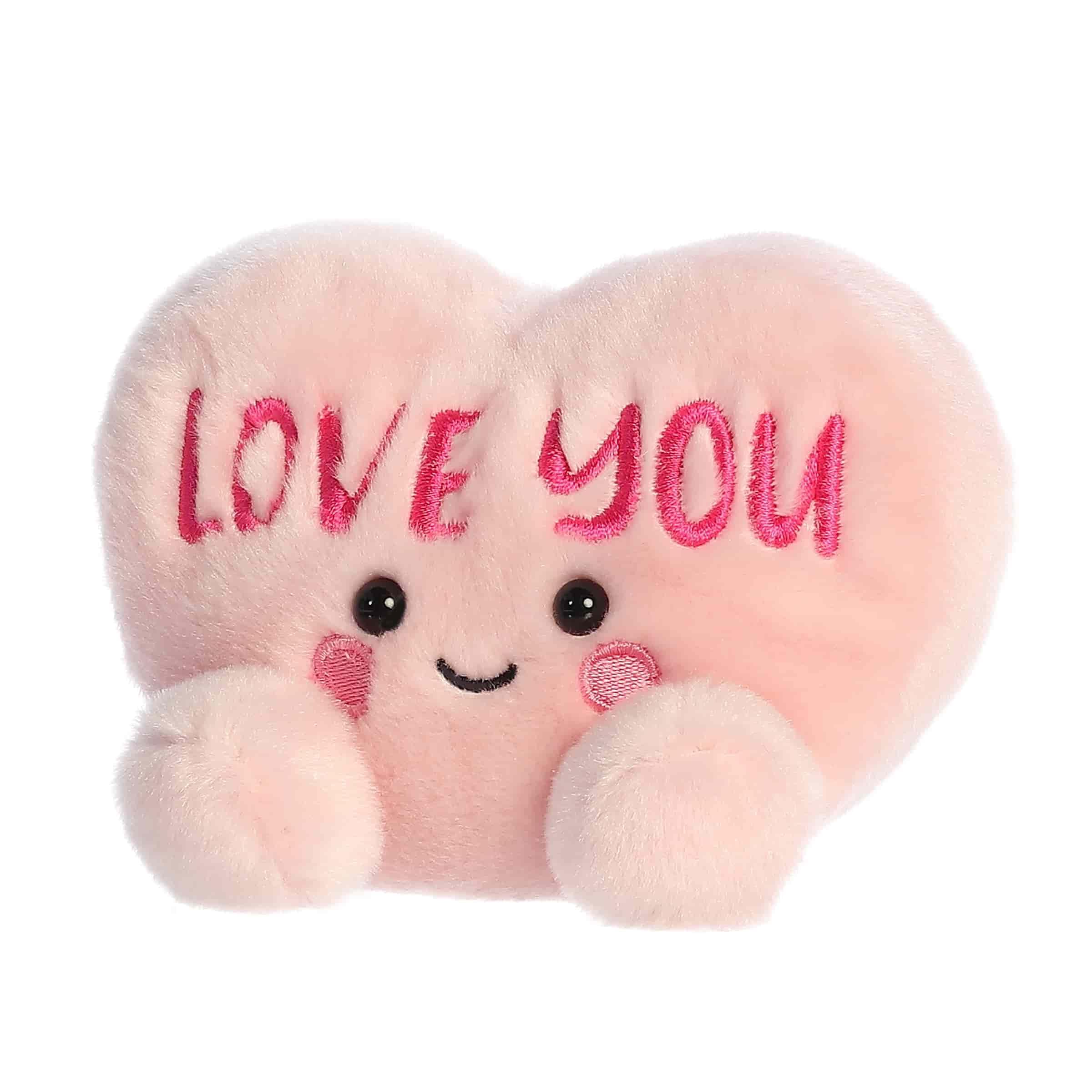 Aurora Adorable Palm Pals Love You Candy Heart wypchane zwierzę - zabawny sezonowy plusz dla dzieci i dorosłych kolekcjonerów - idealny do dekoracji pokoi i walentynek - różowy 13 cm