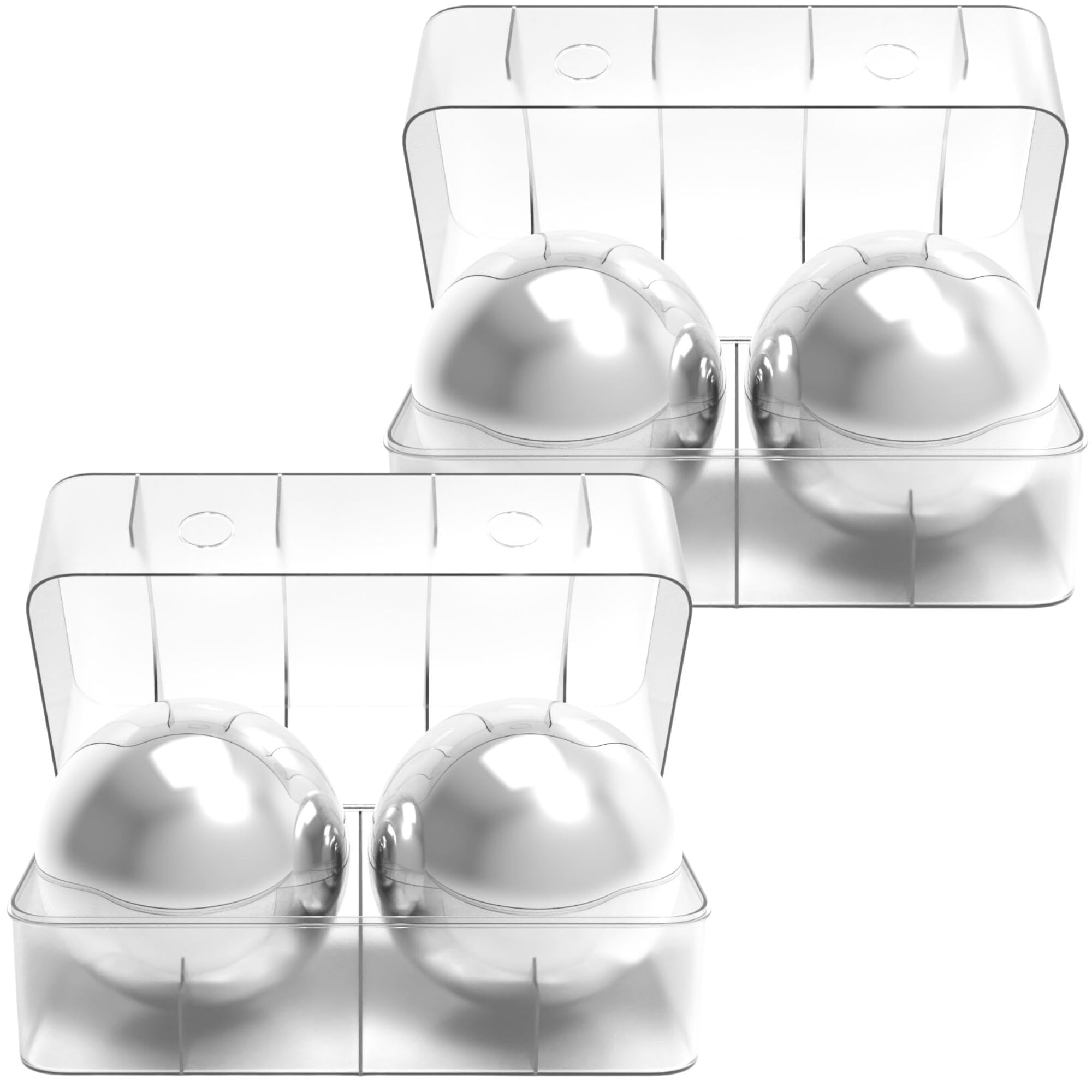2 Premium XXL 55mm Stainless Steel Ice Whiskey Balls with Freezer Tray and Resealable Pouch -Whiskey Rocks Chilling Stones, Whiskey Stone Ice Cube Balls, Round Chilling Rocks