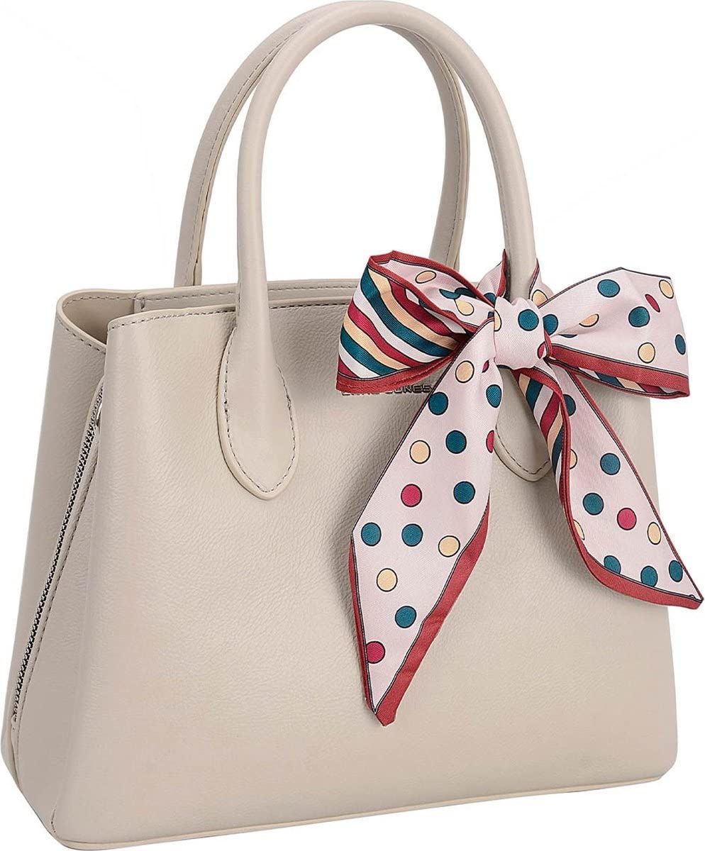 David Jones - Bolso de mano para mujer - Bolso de piel sintética Bandolera - Multibolsillos Varios compartimentos - Capas Ciudad Trabajo Bolso Elegante Clásico Chic Señora con Lazo, gris, Talla única