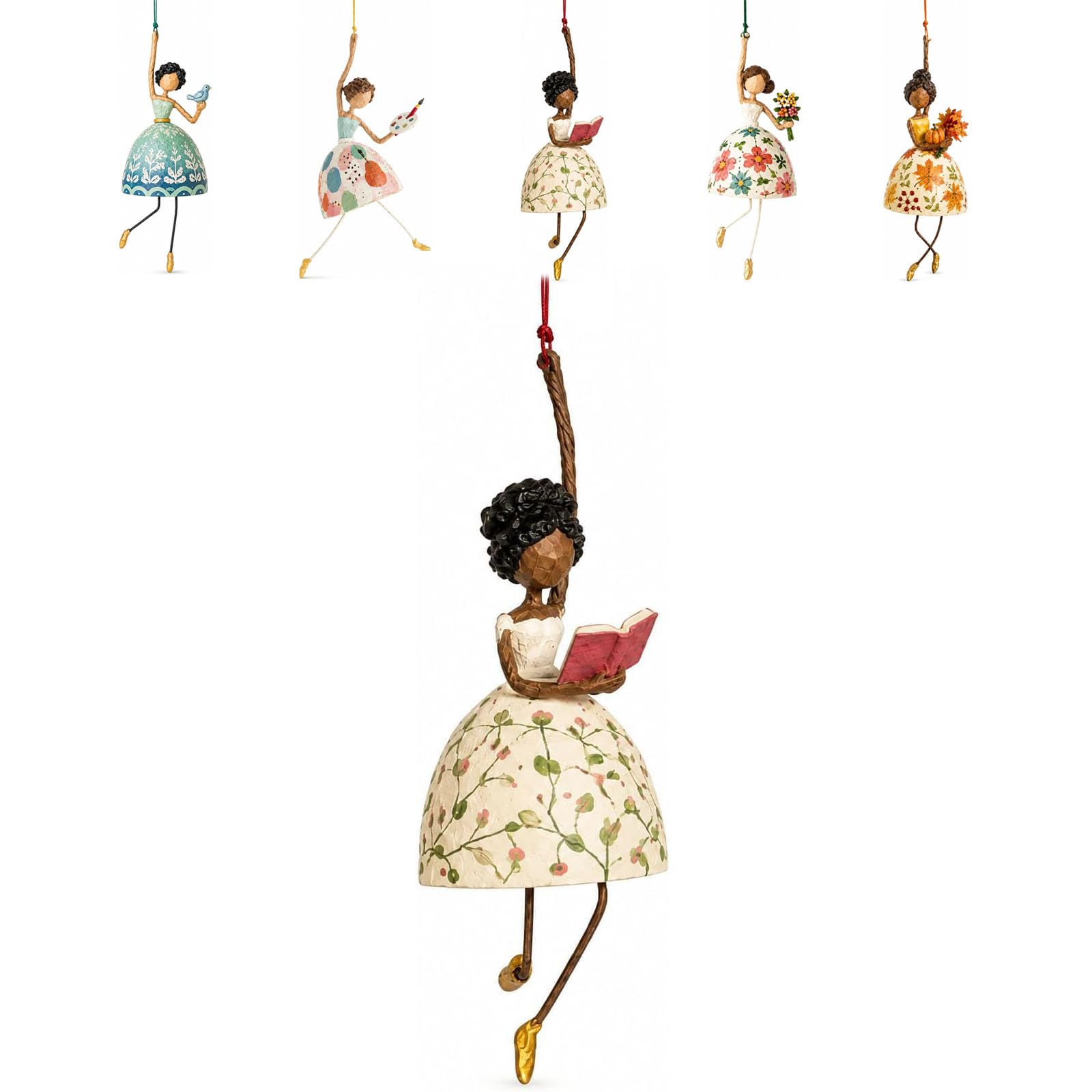 Whimsical Dancing Lady Hanging Ornament, Vintage Art Decor (#C)