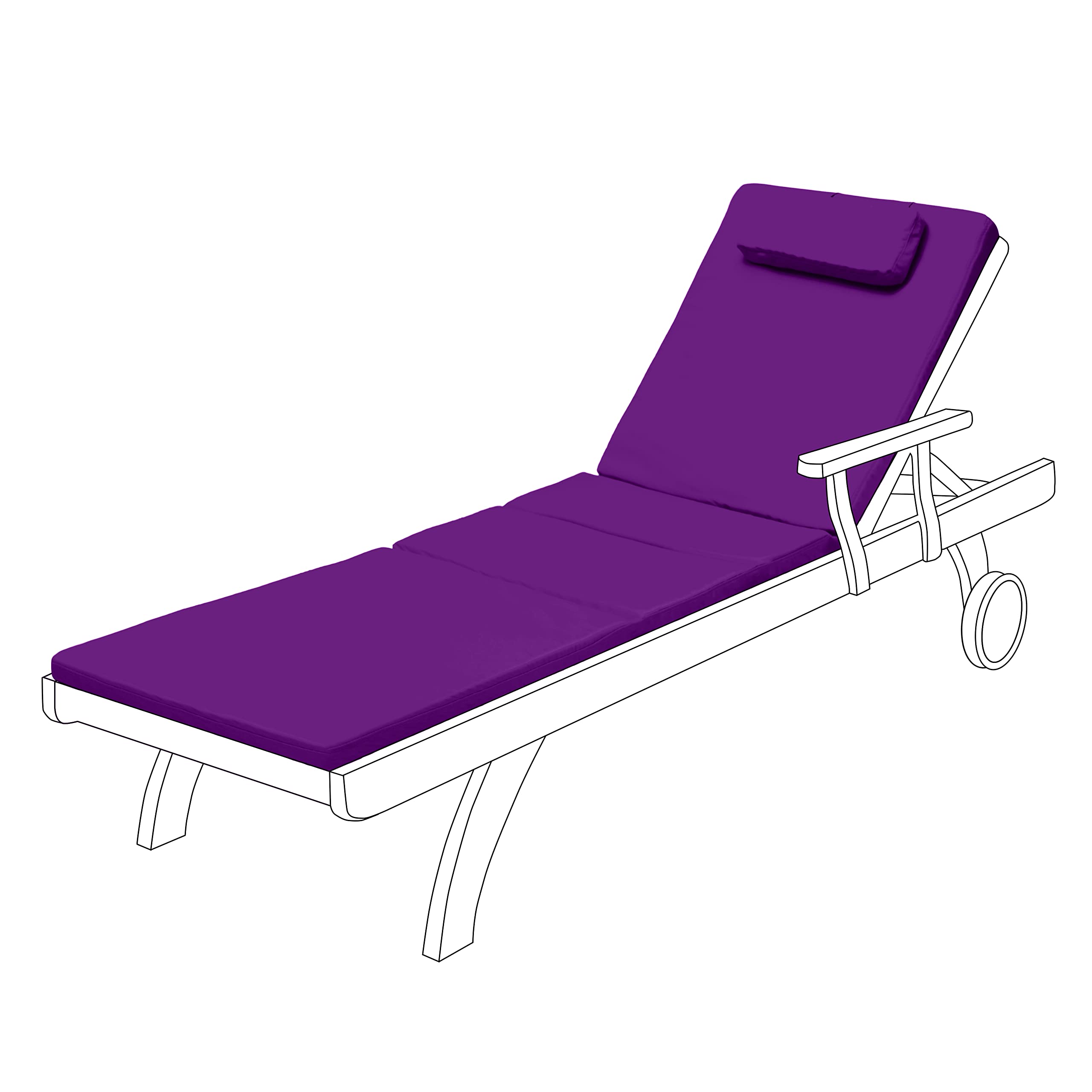 Gardenista Garden Sunlounger Replacement Pad | Sun lounger Recliner Patio Furniture Hypoallergenic Cushion | Water Resistant Fibre Filled | Durable Thick & Comfortable (Purple)