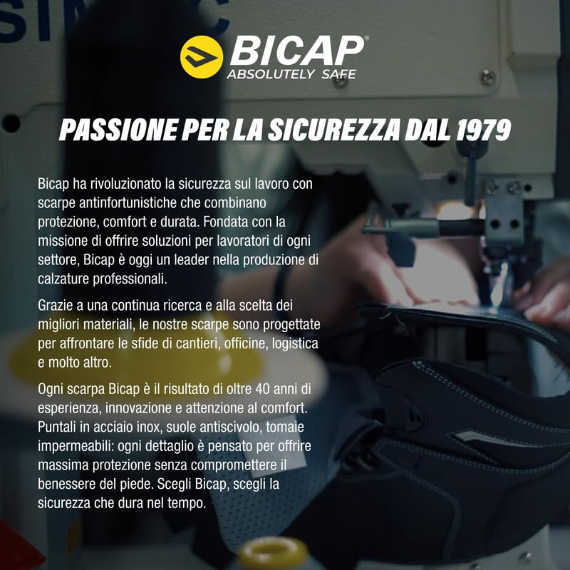 Bicap Aikido S3S - Zapatos de seguridad para hombre y mujer, puntera de aluminio, lámina de cero perforación, suela de poliuretano Bidensity, soporte BI-equilibrado, transpirable, ligero, sector