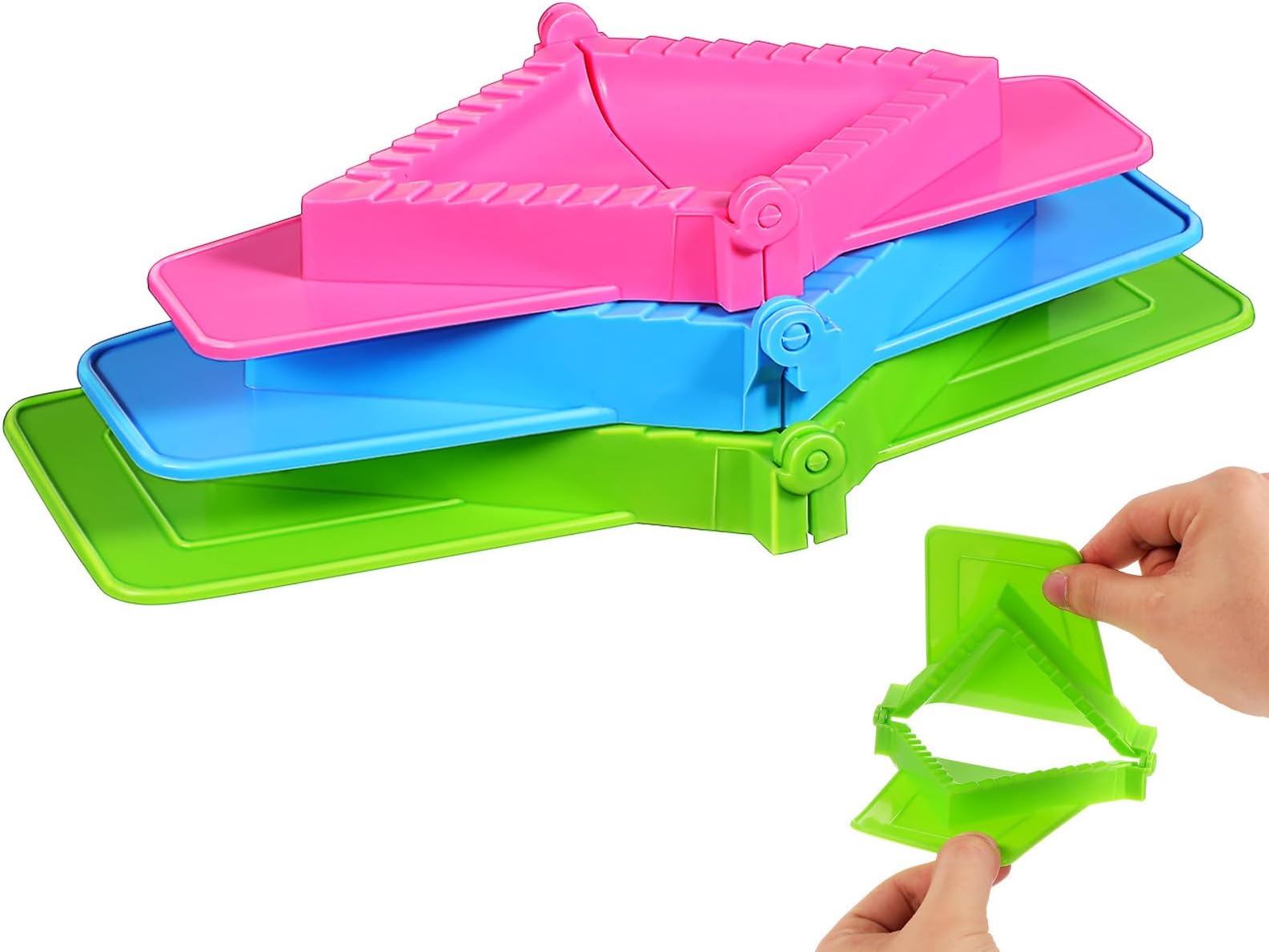 DECHOUS Handheld Dumpling Mold 3Pcs Triangle Plastic Pastry Press Cutter for Pierogies Ravioli Empanada Making Tool for Family Meals