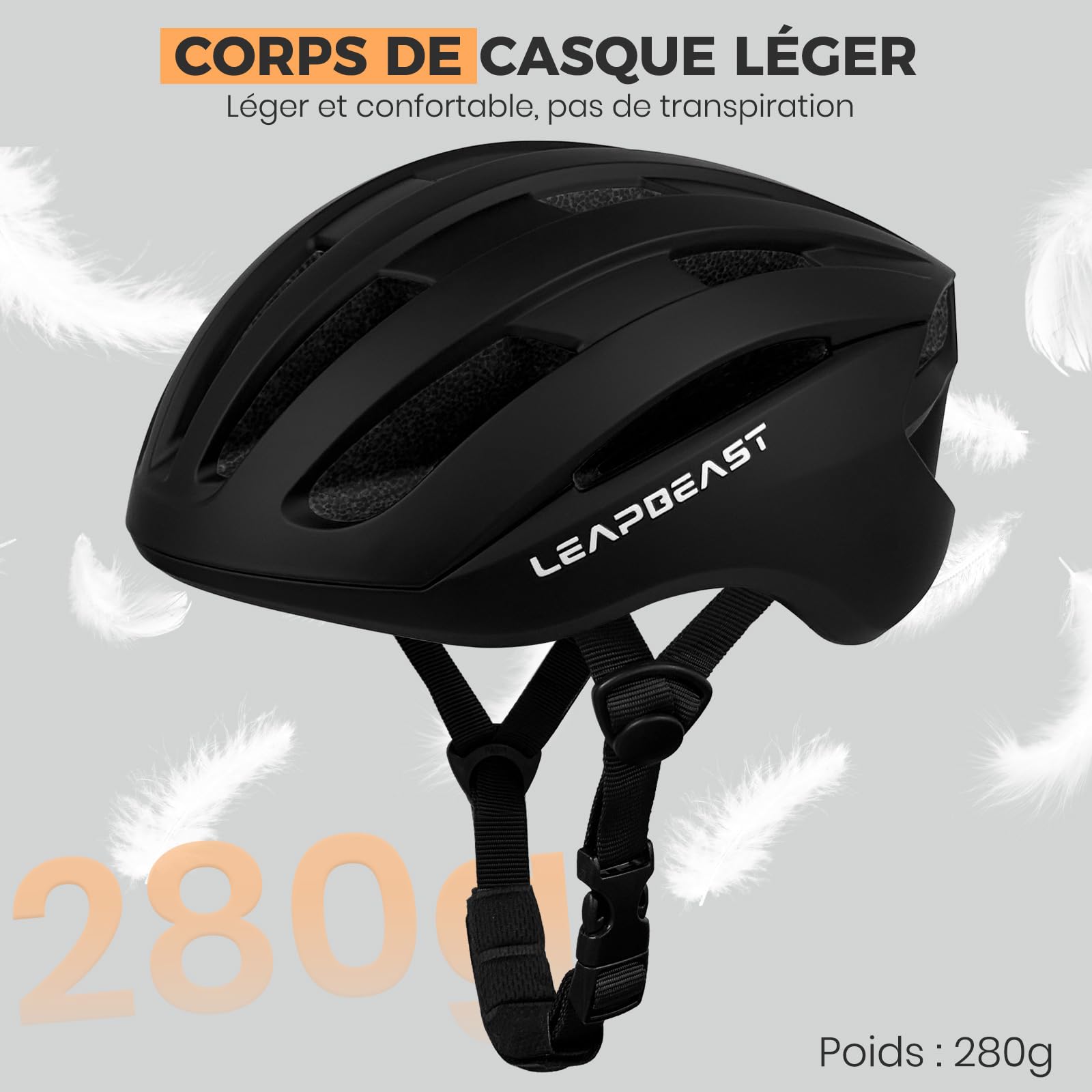 LeapBeast Casque Velo, Casques de Vélo Route Mixte, Bien Ventilé et Réglable, Casque de Vélo Adulte avec Rembourrage Amovible - Convient pour Cyclisme Skateboard