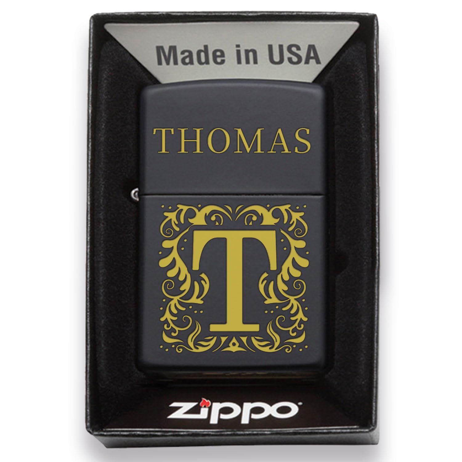 GRAVURZEILE x ZIPPO Personalisiertes Sturmfeuerzeug - Initialen - Hochwertige Lasergravur - Sturmfeuerzeug - Windfest & Langlebig - Nachfüllbar - Personalisierte Geschenke für Männer