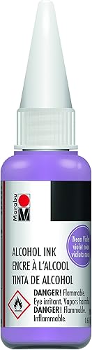 Marabu Tinta de alcohol - Violeta neón - Ilumina la noche con pasión electrizante, repleta de brillo vívido y carbón enigmático - Botella de 0.7 fl