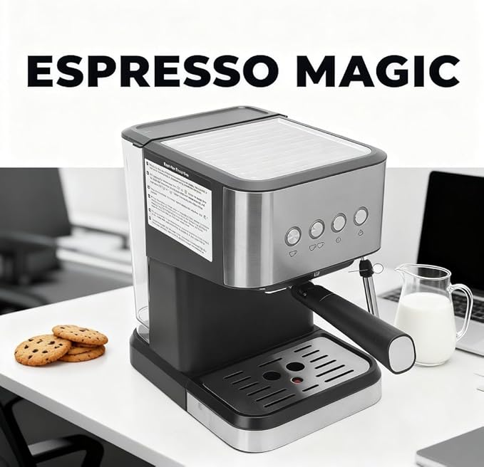 Cafetera Semiautomática Compacta 20 Bar con Espumador de Leche, Tanque 1.5L miniatura 4