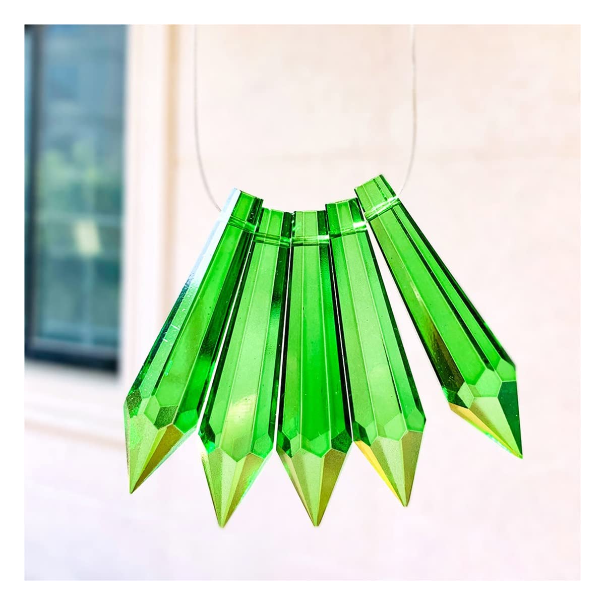 YUZGUHEY 50PCS Crystal Beads Chandelier Crystals Lamp Prisms for Decor Hanging Pendant Lighting Replacement Parts