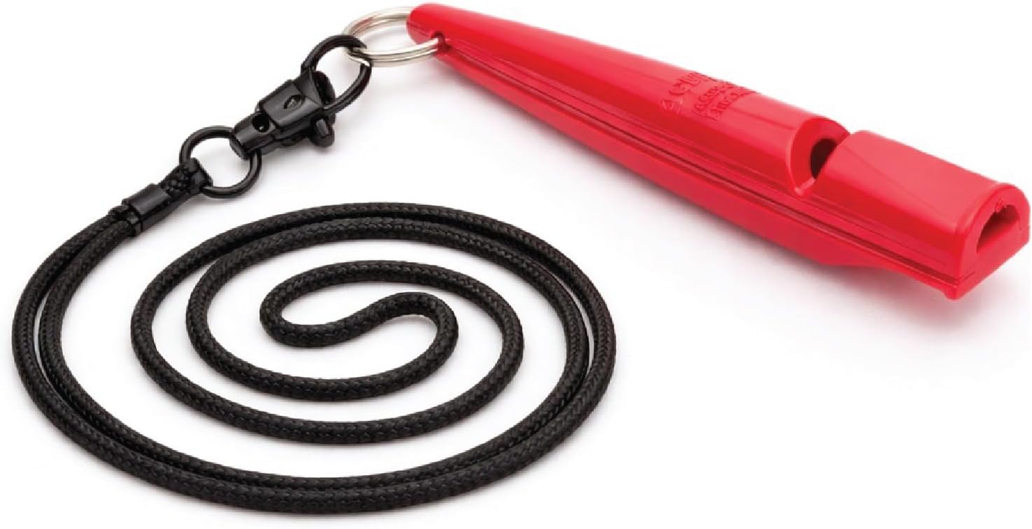 ACME 210.5 Professional Dog Training Whistle with Lanyard. BPA-Free Plastic. 90 dBA. Standardized 5700Hz Frequency for Smaller Dogs. Weatherproof. Made in The UK (Carmine Red/Black)