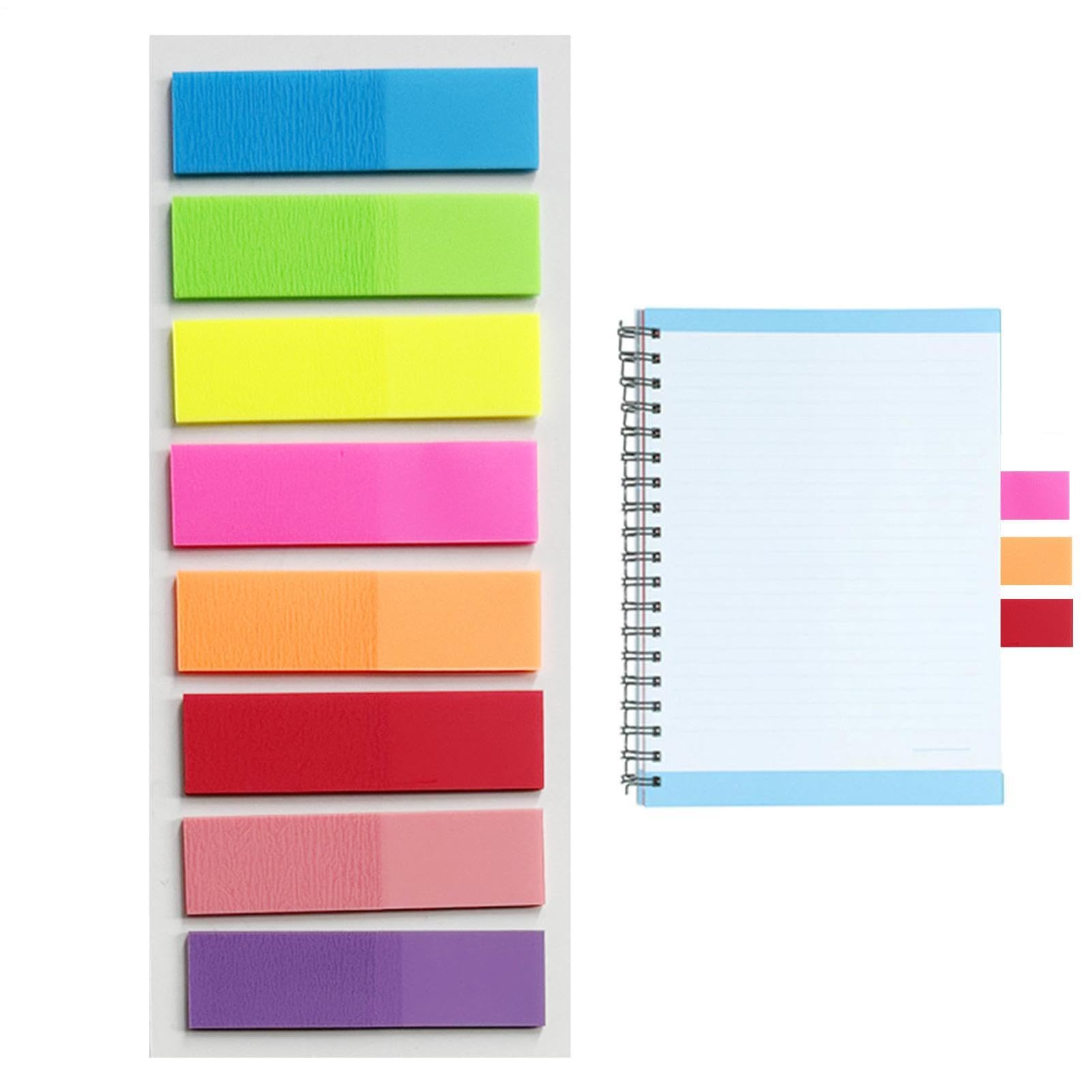 Book Tabs Transparent Sticky Notes, 8 Colors