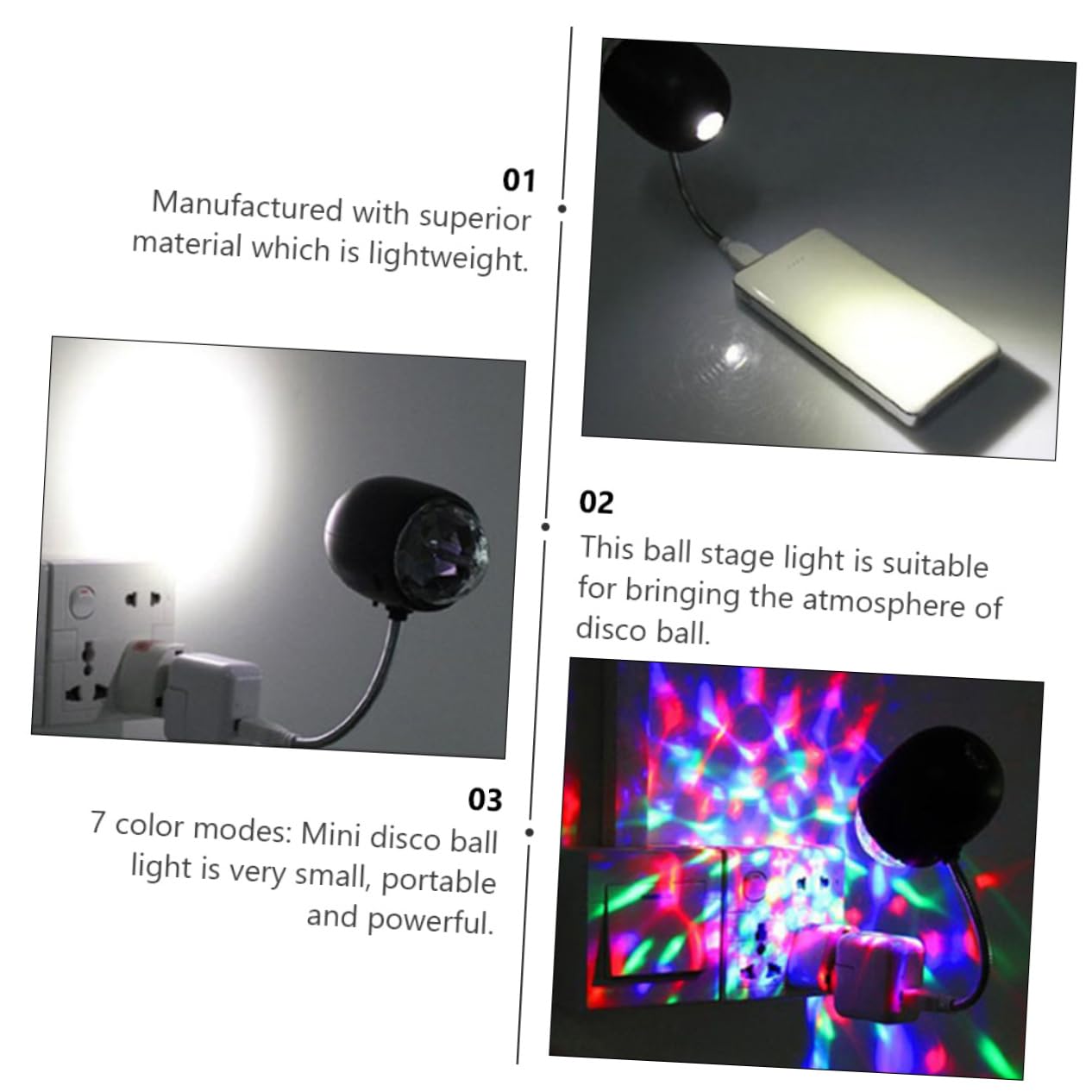 Hemoton 1pc USB Mini Disco Light Reading Lamp Black RGB Light Creative Stage Decoration Party Atmosphere Lamp for Home Ktv