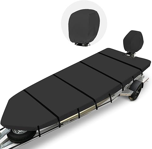 Miniatura 10 de Funda para barco Jon 1200D, cubierta de tecnología impermeable compuesta con cubierta de motor anti-UV para remolque, amarre, sorage, apta