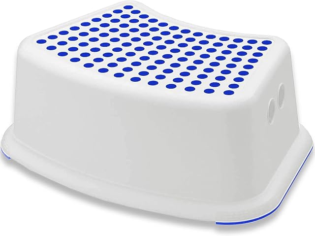 Step Stool for Kids, Non Slip Plastic Booster Foot Step Stool, Toddlers Stool For Potty Training, Sturdy Durable Children Stepping Stool for Bathroom, Kitchen, Washing Hands, Brushing Teeth (Blue)