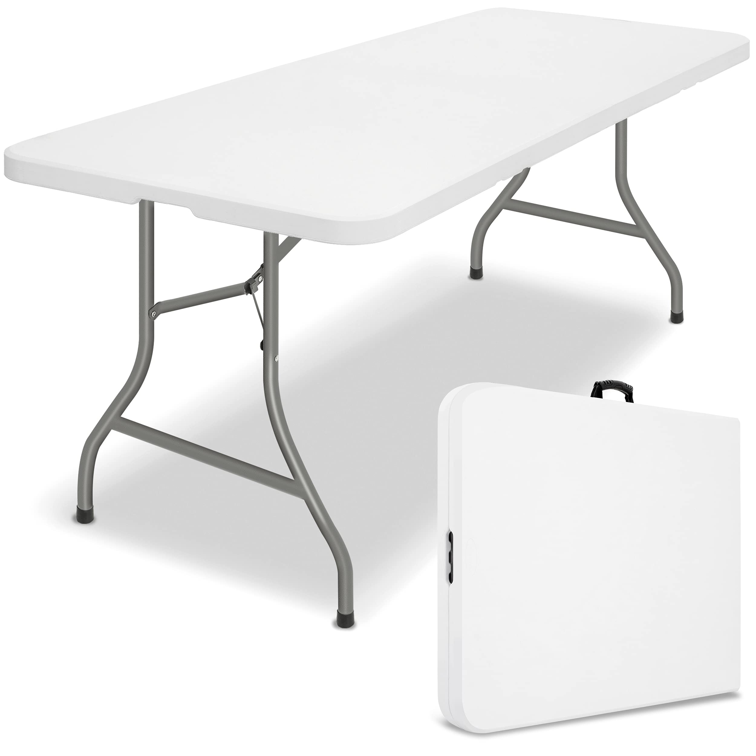 tillvex Folding Garden Table, Plastic, 180 x 75 cm, Buffet Table with Carry Handle, Folding Table for Garden, Patio and Balcony, Camping Table for 6 People