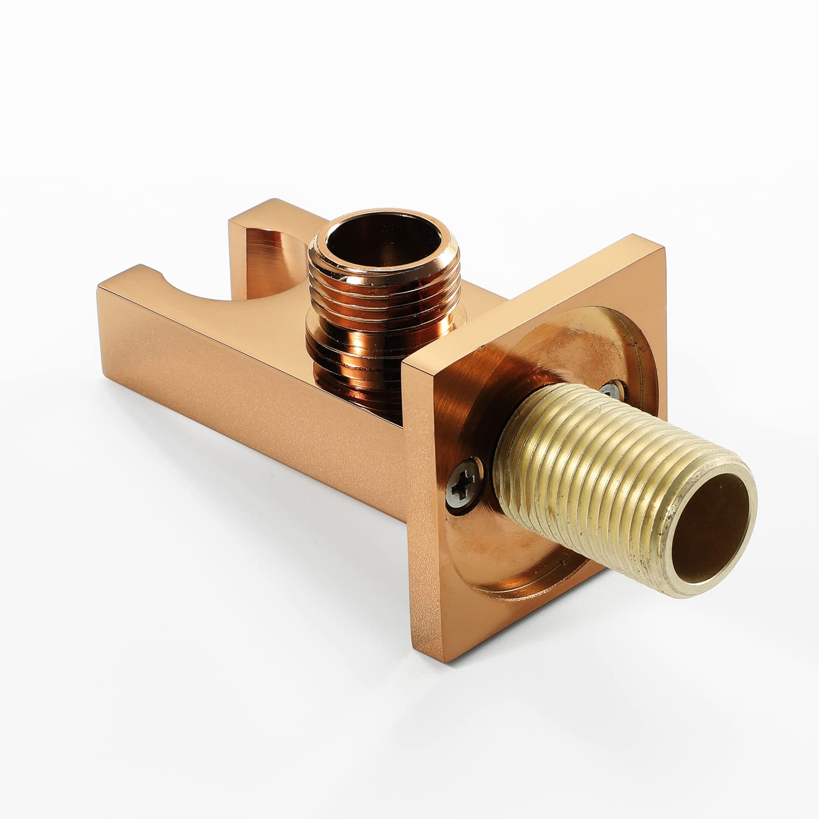AKAZI Duschkopfhalter, quadratische Wandhalterung für Handbrause, Messing, Mehrfarbig, Verstellbarer Halter für Badezimmer und Hotel, gebürstetes Gold (Rose Gold)