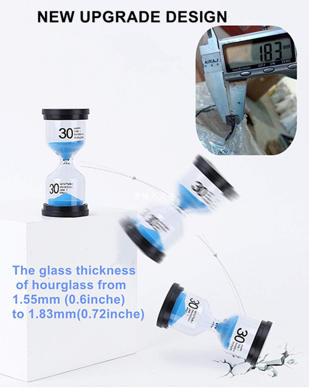 Hourglass Sand Timers 1/3/5/10/15/30 Minutes, Colorful Sand Clock for Kids, Mini Plastic Sand Watch for Games Classroom, Small Glass Sandglass Timer Set (Pack of 6) image 4