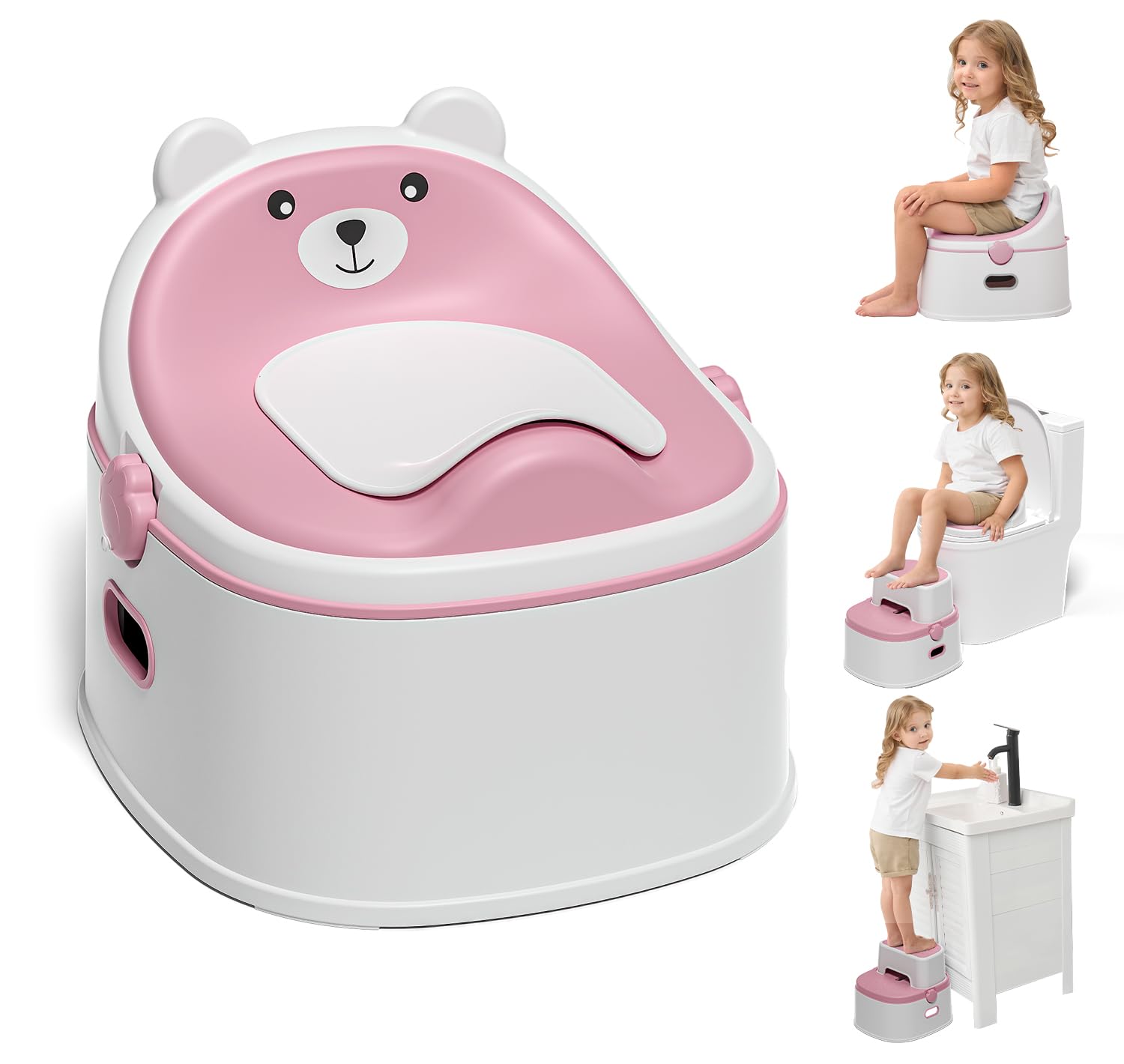 Photo 1 of 3-in-1 Toddler Potty Training Toilet for Boys & Girls - Convertible Potty Chair with Step Stool for Toddlers 1-3, Anti-Slip Design Toddler Toilet Seat - Removable & Easy to Clean