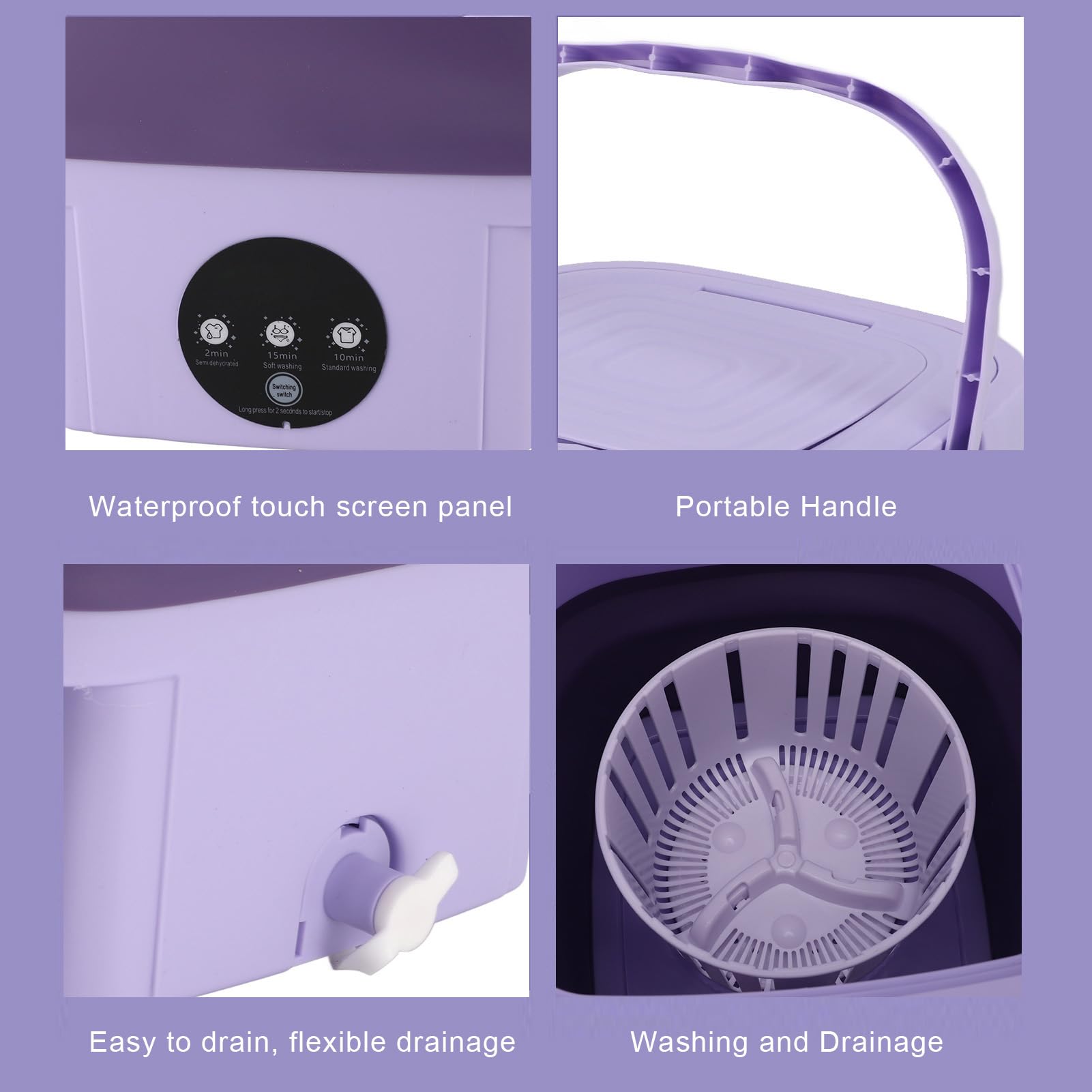 Lavadora Portátil Mini Lavadora Plegable Automática de 11 L para Apartamentos de Viaje en Vehículos Recreativos de 110 a 240 V, Potente Eliminación de Manchas, Gran Capacidad,