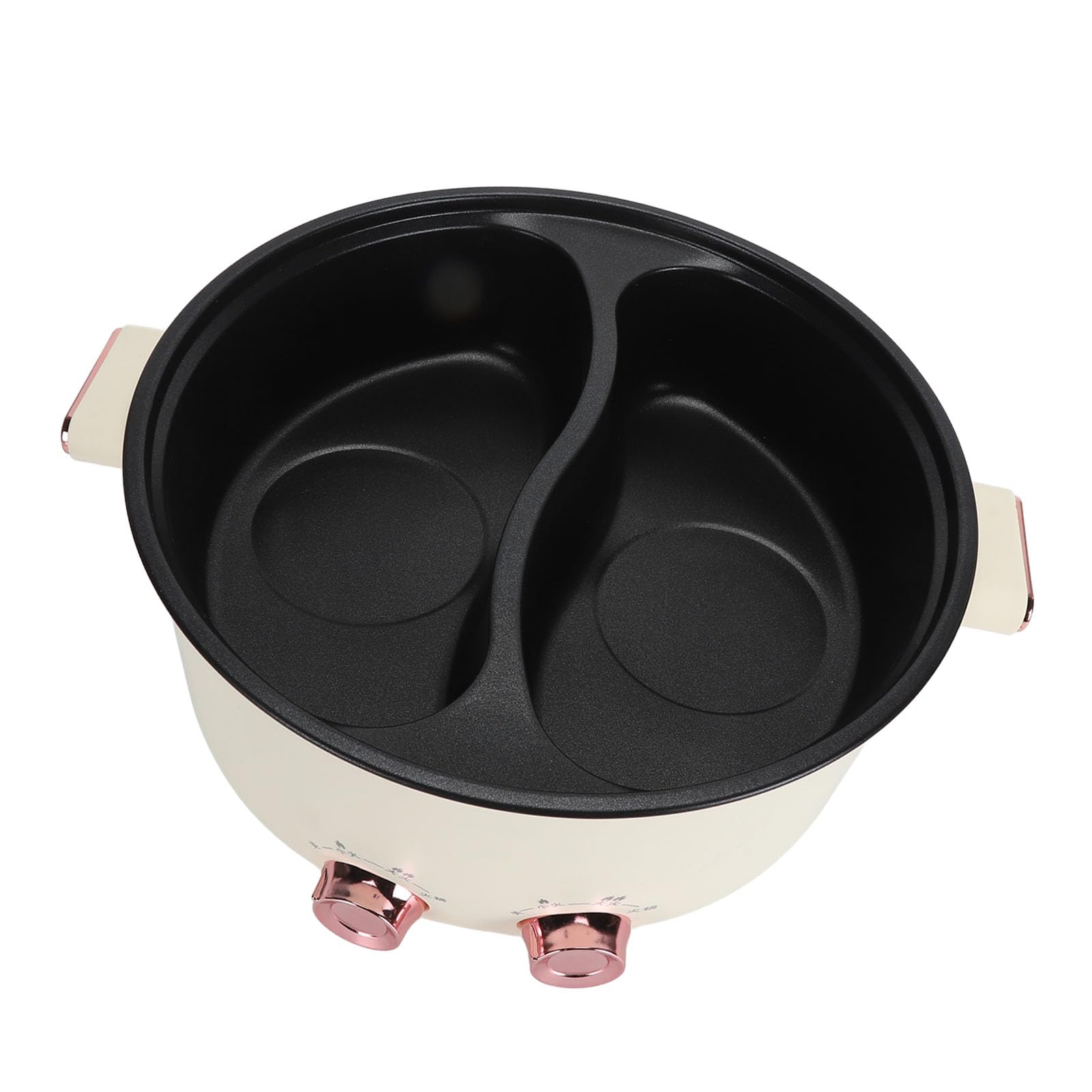 Luocute Hotpot Eléctrico con Divisor 7l Gran Capacidad Doble Sabor Doble Hot Hot Dual -Side 2 Temp Temp Sabtings por Lado para Cocinar Freing Beige