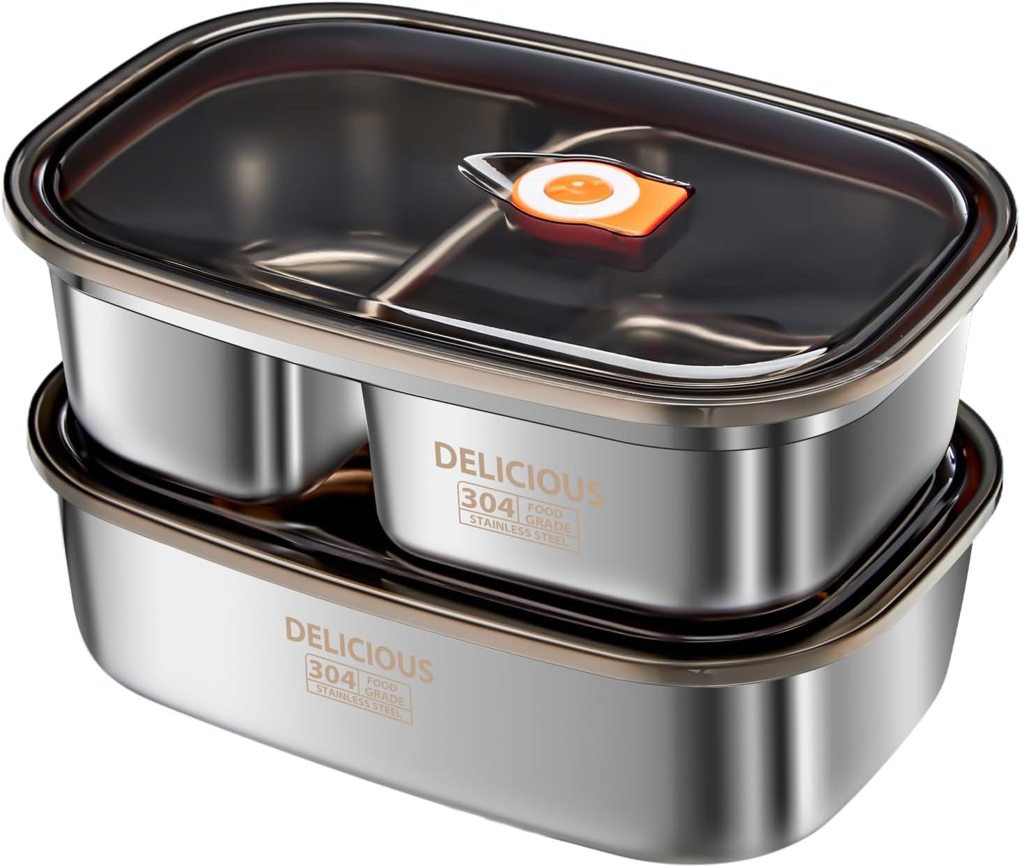LOOKMINT Stainless Steel Bento Box Adult 2 Pack, 1.2L+1.7L Leakproof Metal Bento Box with Airtight lid, Lightweight 304 Stainless Steel Lunch box for Men/Women,Suitable for Picnic, Work, Outside