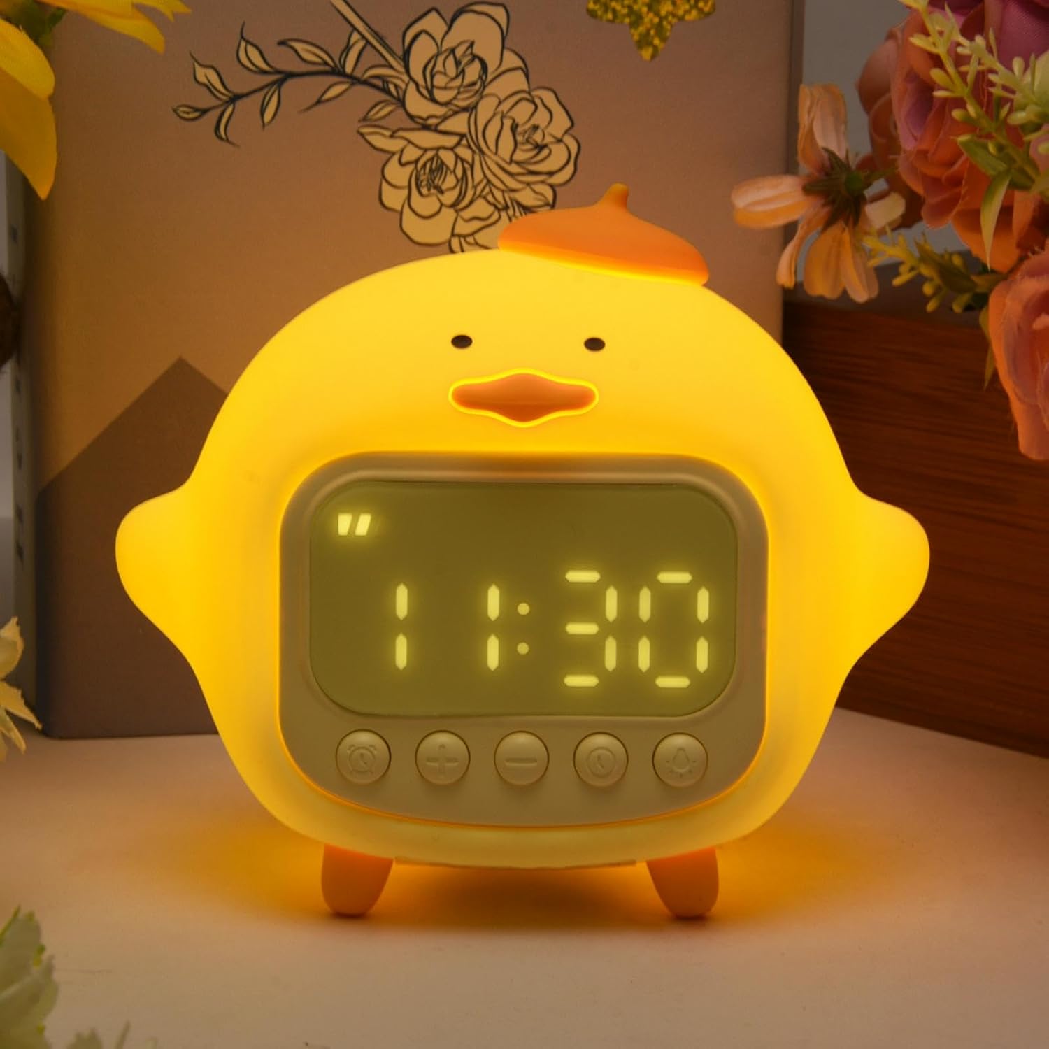 Cute Alarm Clock for Kids, Cute Duck Digital Clock, Cute Night Light
