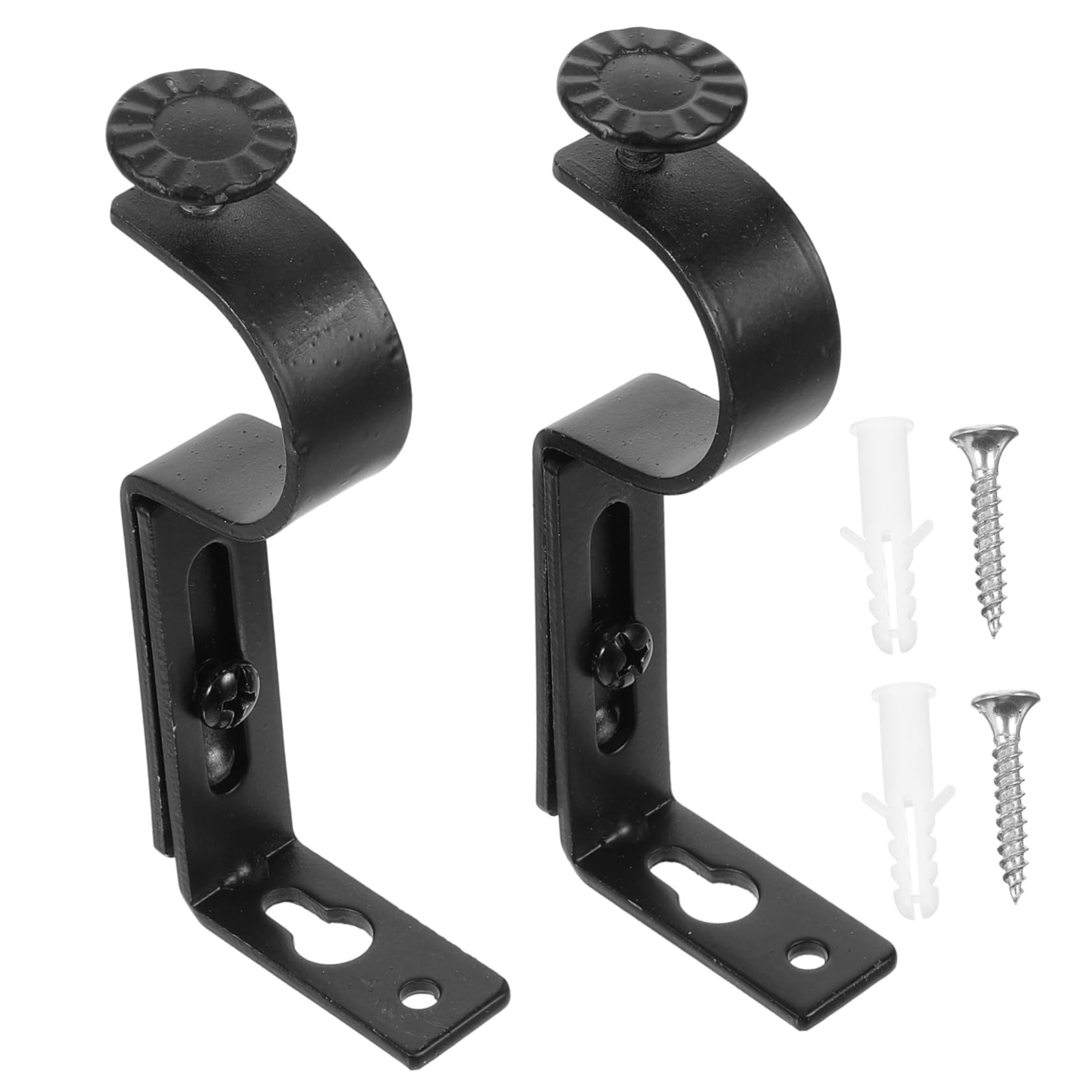 HOLIDYOYO 2Pcs Heavy Duty Curtain Rod Mounting Brackets Side Mount Holders for Window and Door Curtains Easy Installation Compatible with Various Rods Screws Included