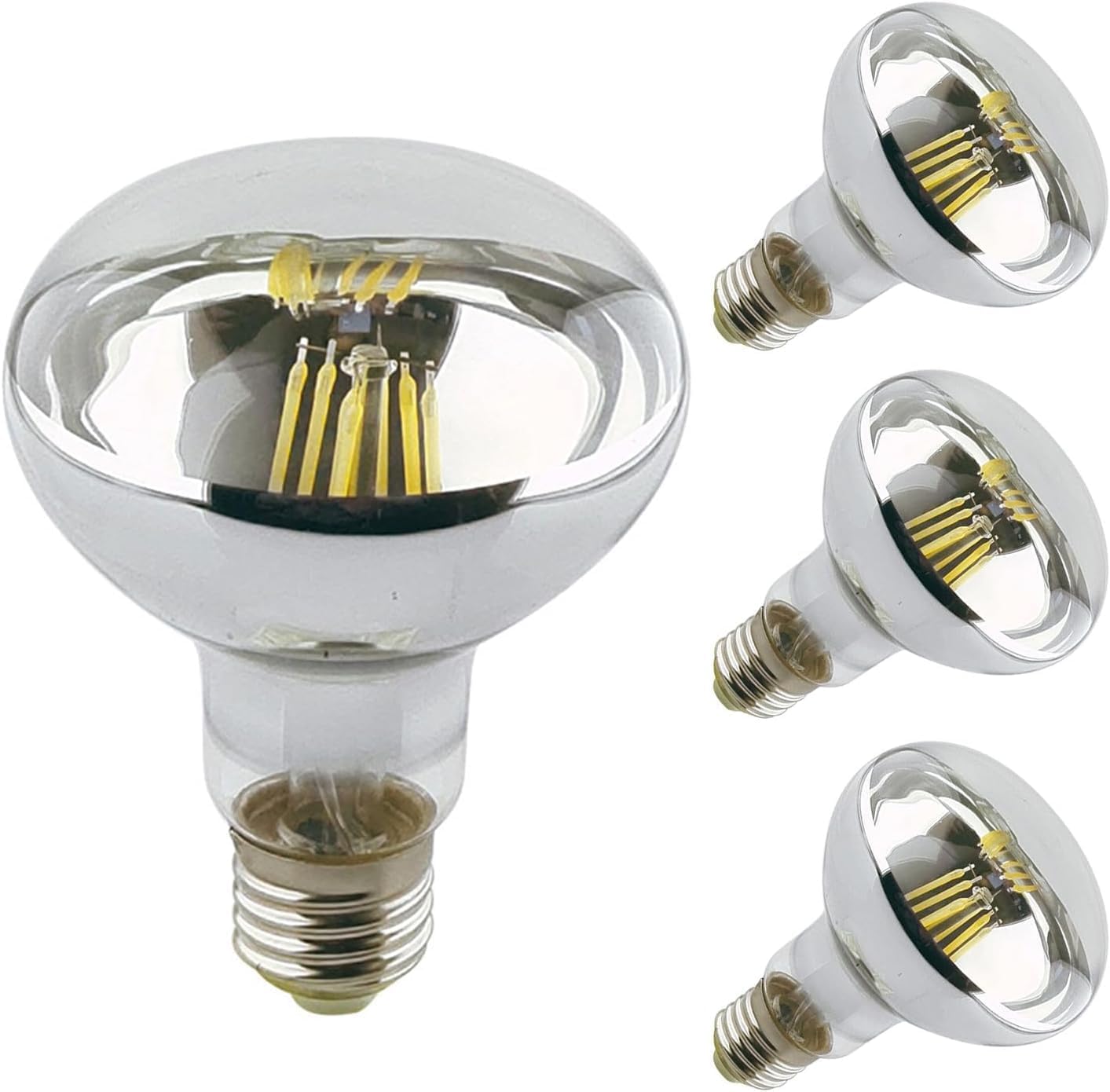 LED Vintage Edison Bulb, Dimmable, LED Flood Light Reflector, R80/BR30 8W (80W Equivalent), 750 Lumen, 2700K (Warm White), Medium Base E26, CRI 85+, 110-120v, Pack of 4 (Clear)
