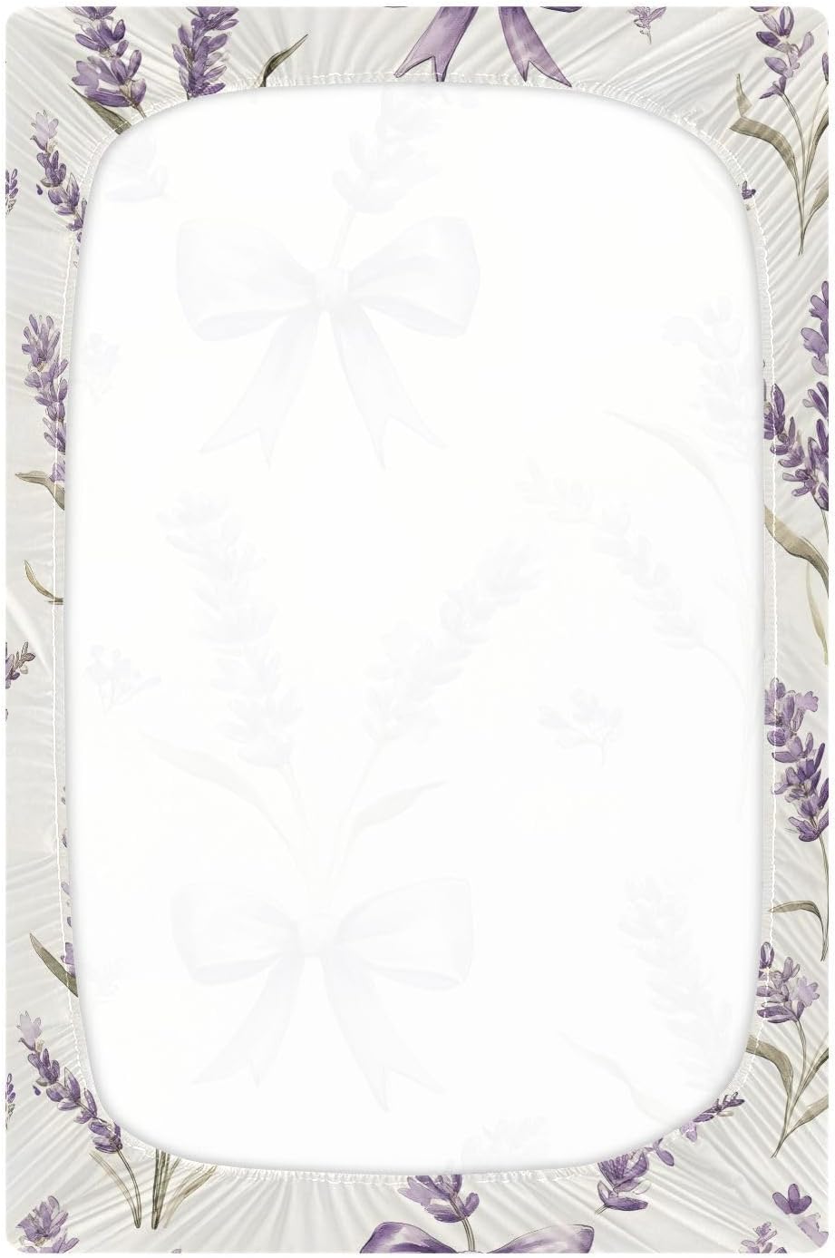 Bows and Lavender Soft Baby Crib Sheets for Boys Girls, Stretchy Fitted Toddler Bed Sheets, Breathable Crib Mattress Sheet for Baby