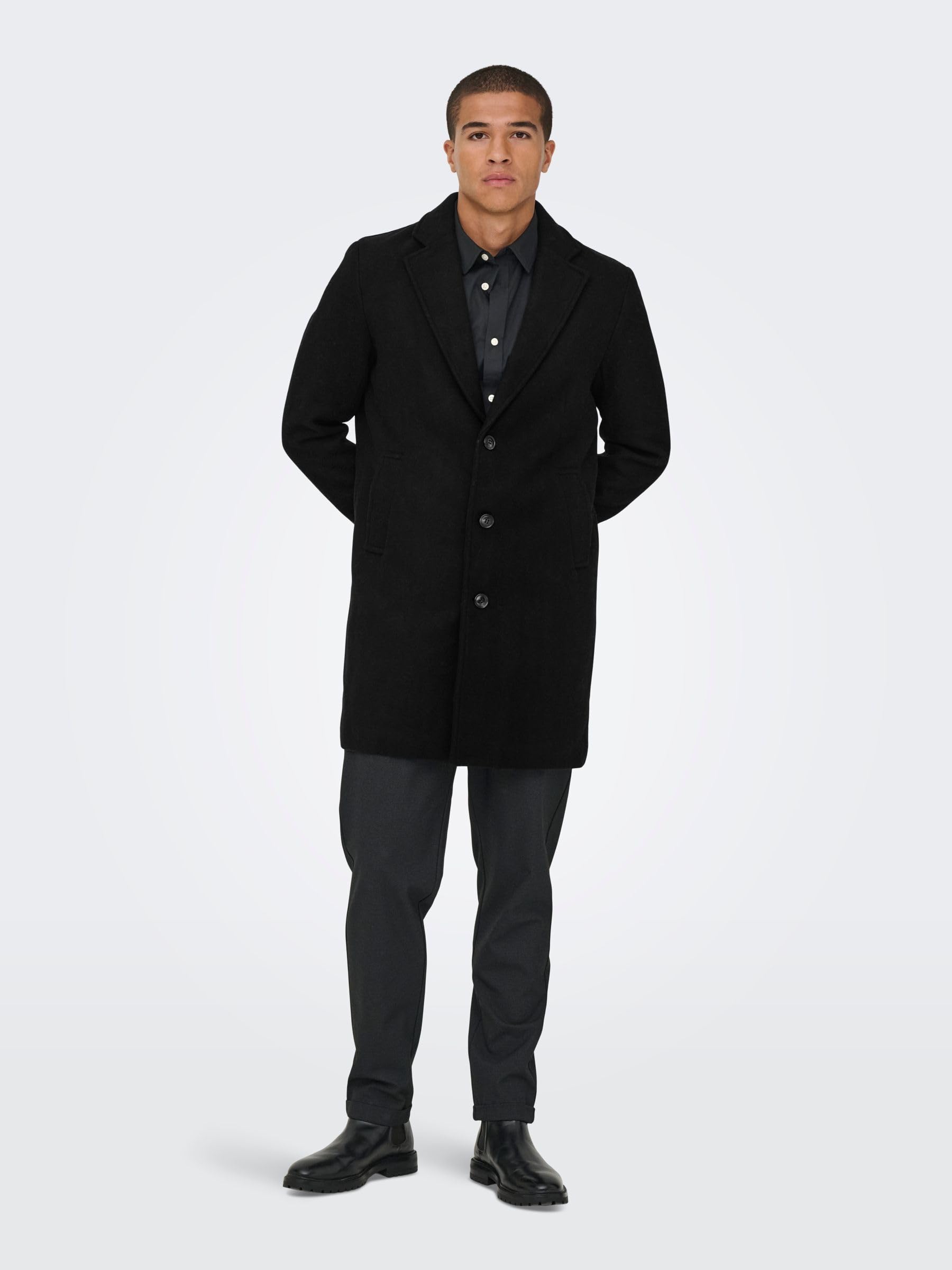 ONLY & SONS Onsmatthew Wool Coat OTW Noos męski płaszcz, czarny, M